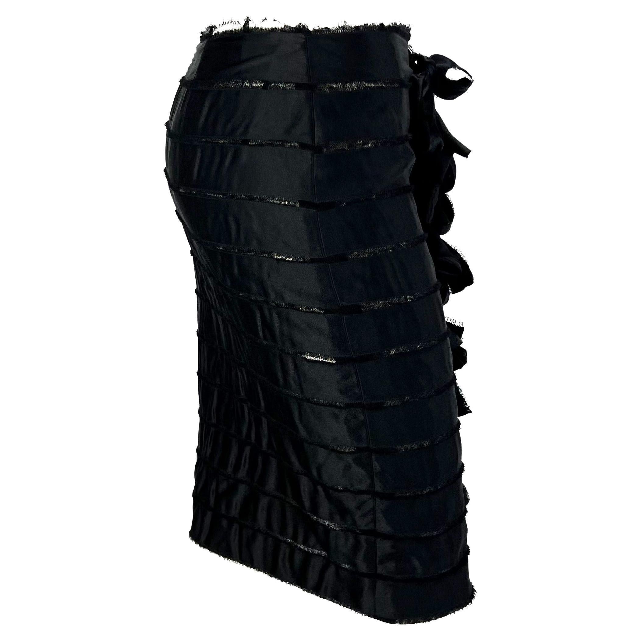 F/W 2002 Yves Saint Laurent by Tom Ford Runway Black Satin Ribbon Tulle Skirt For Sale 3