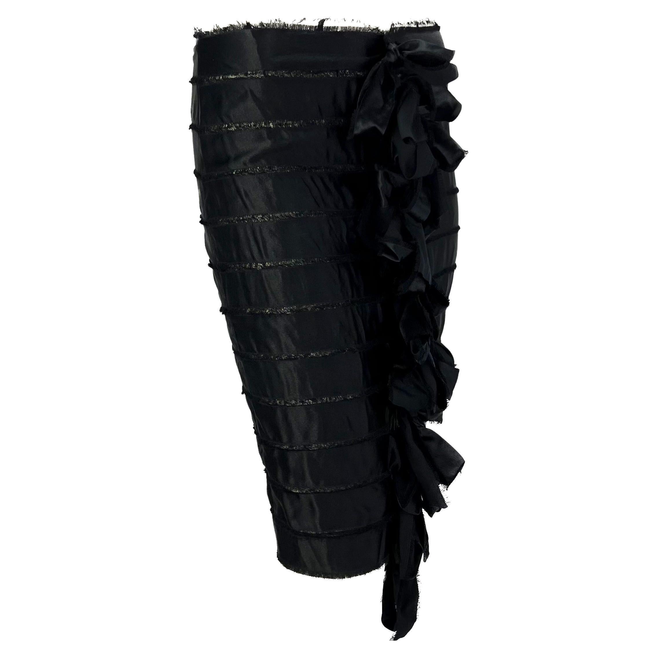 F/W 2002 Yves Saint Laurent by Tom Ford Runway Black Satin Ribbon Tulle Skirt For Sale 4