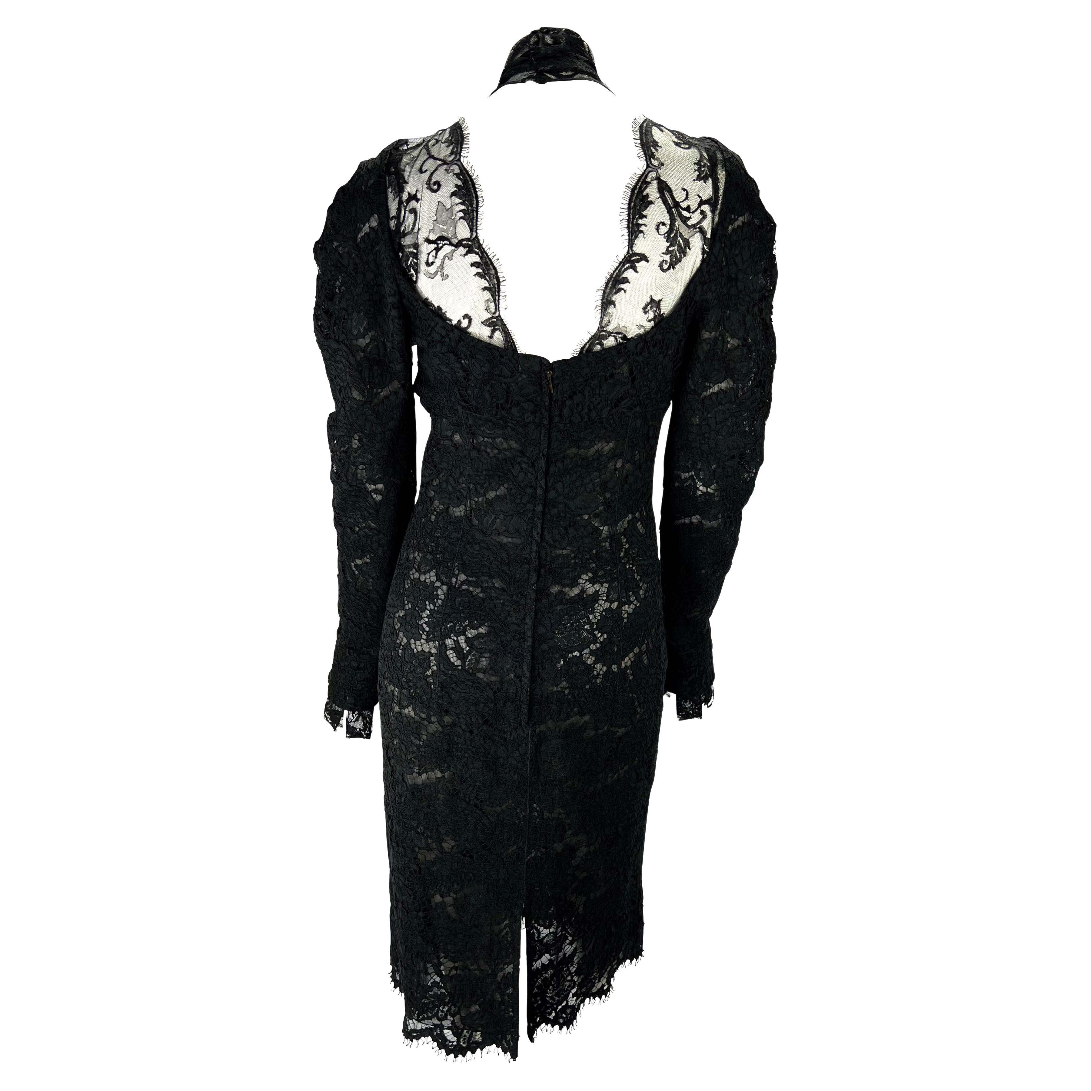 F/W 2002 Yves Saint Laurent by Tom Ford Runway Sheer Black Lace Poet's Dress For Sale 1