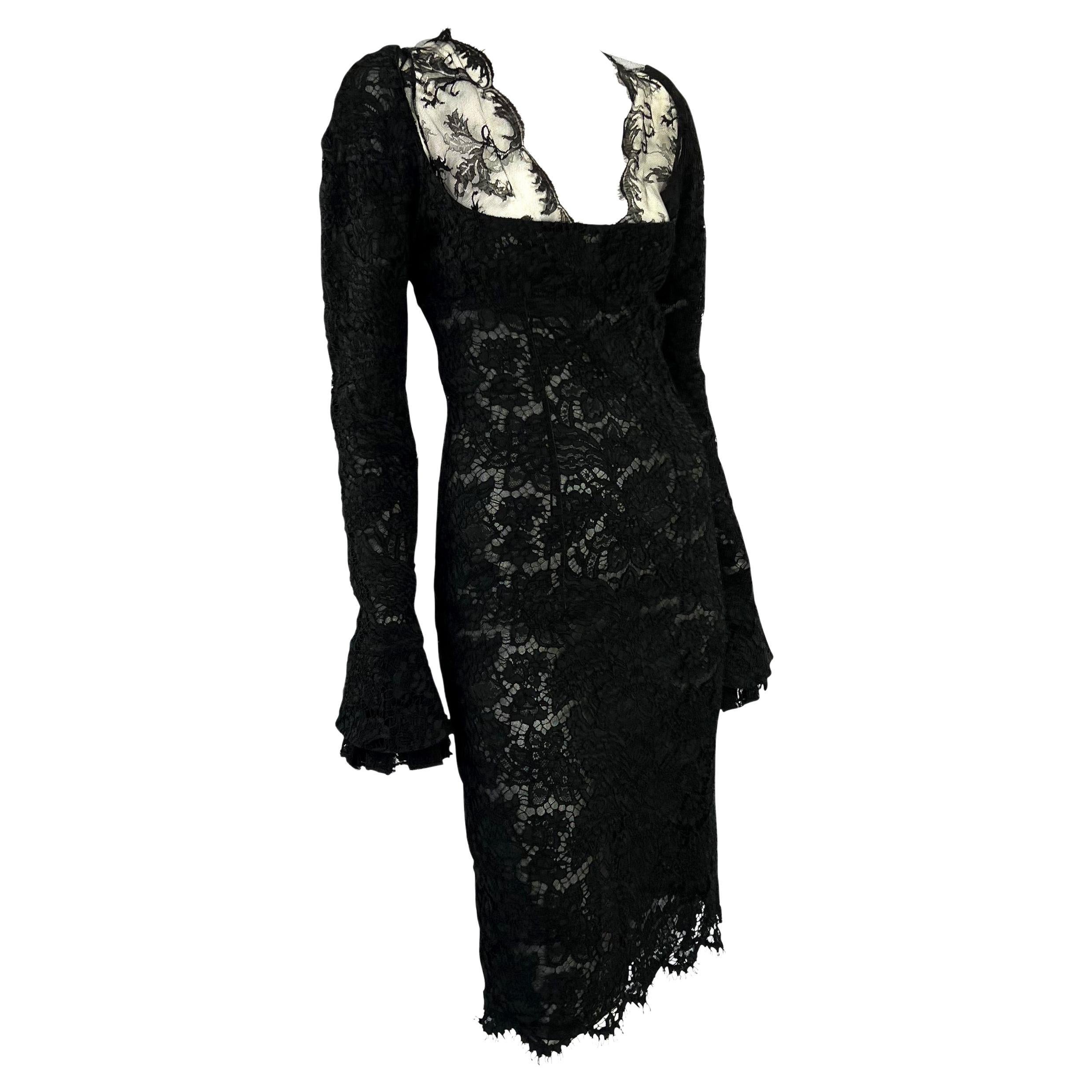 NWT F/W 2002 Yves Saint Laurent by Tom Ford Runway Sheer Lace Dress For Sale 2