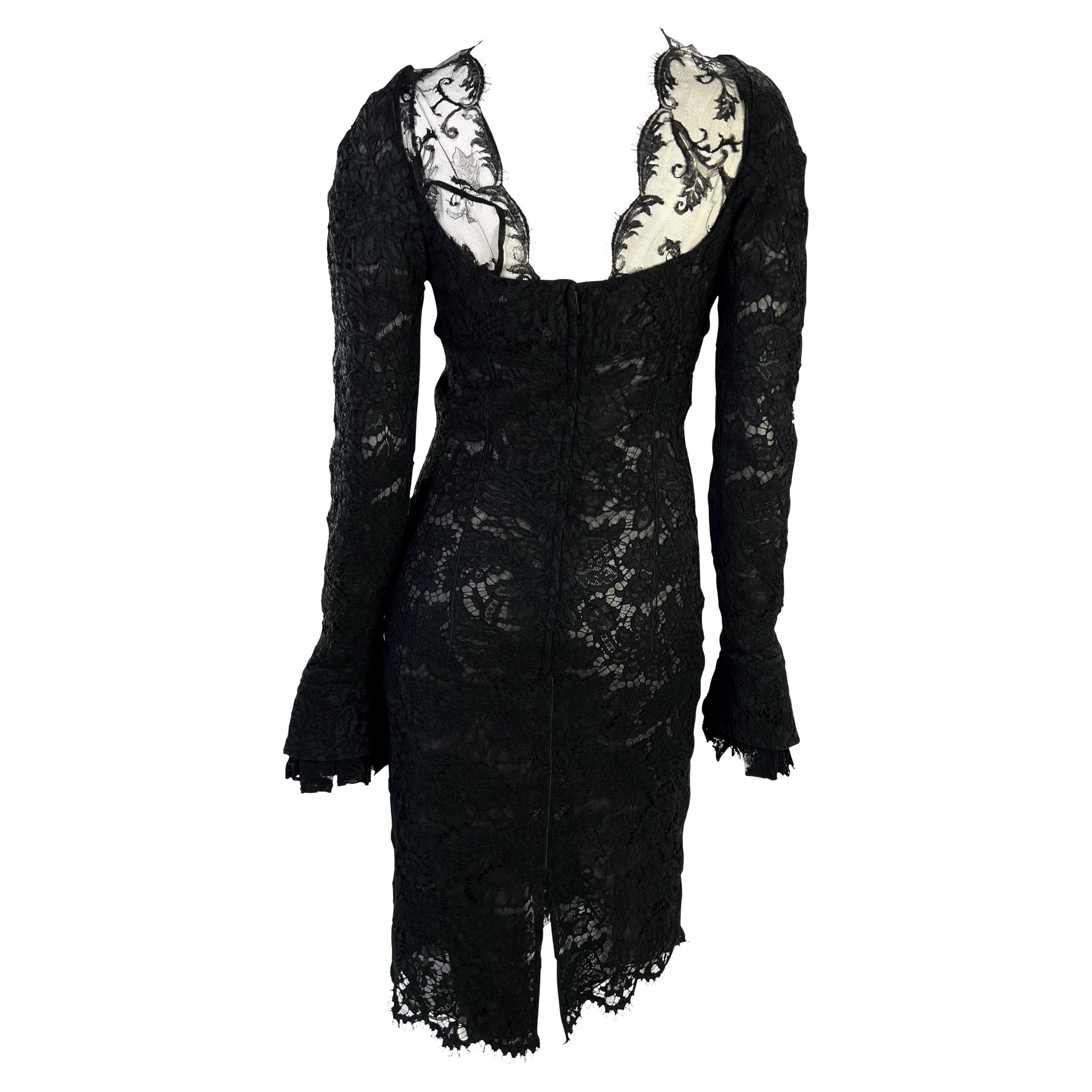 NWT F/W 2002 Yves Saint Laurent by Tom Ford Runway Sheer Lace Dress In New Condition For Sale In West Hollywood, CA