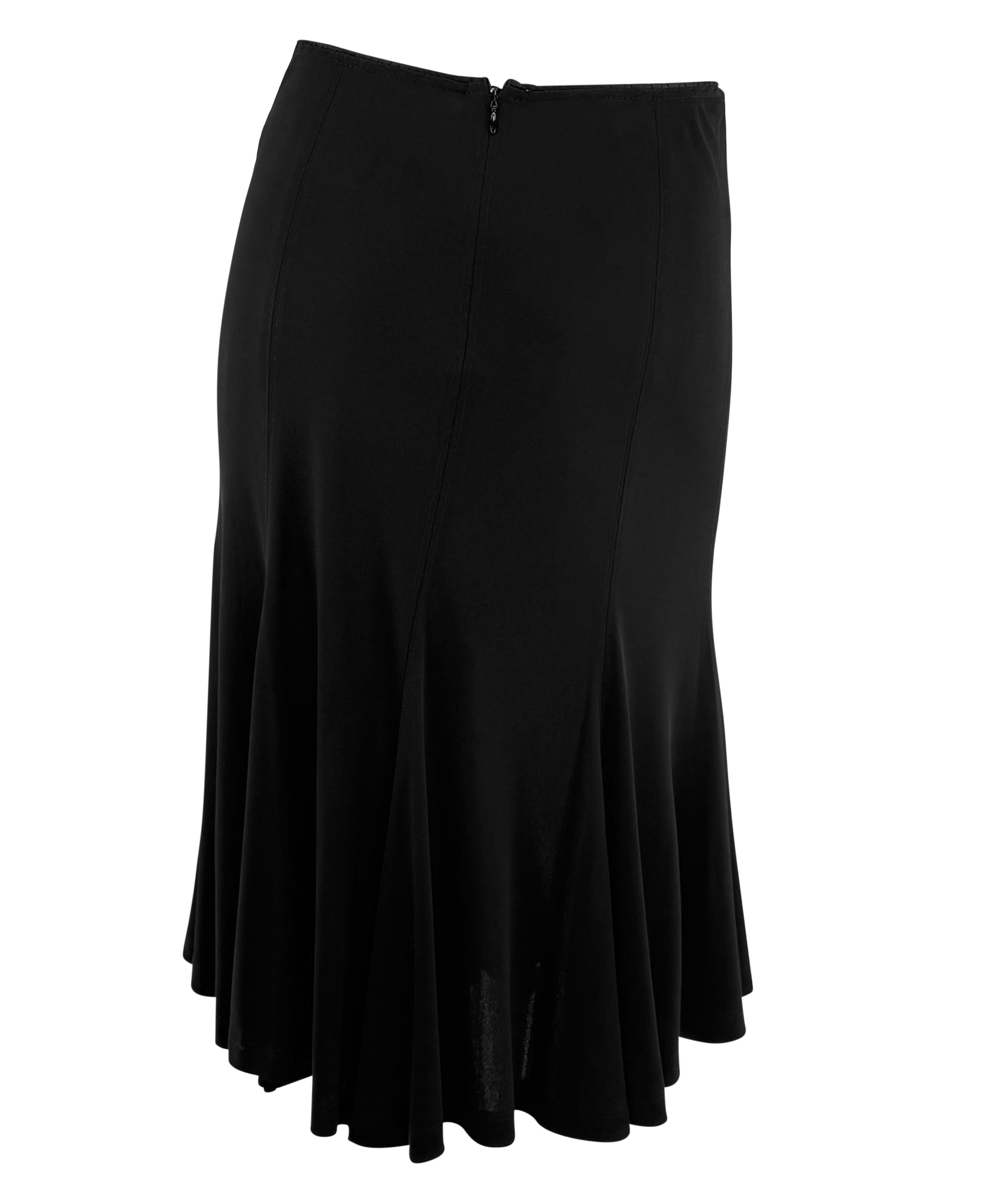 F/W 2002 Yves Saint Laurent by Tom Ford Satin Trim Black Bodycon Flare Skirt Excellent état - En vente à West Hollywood, CA