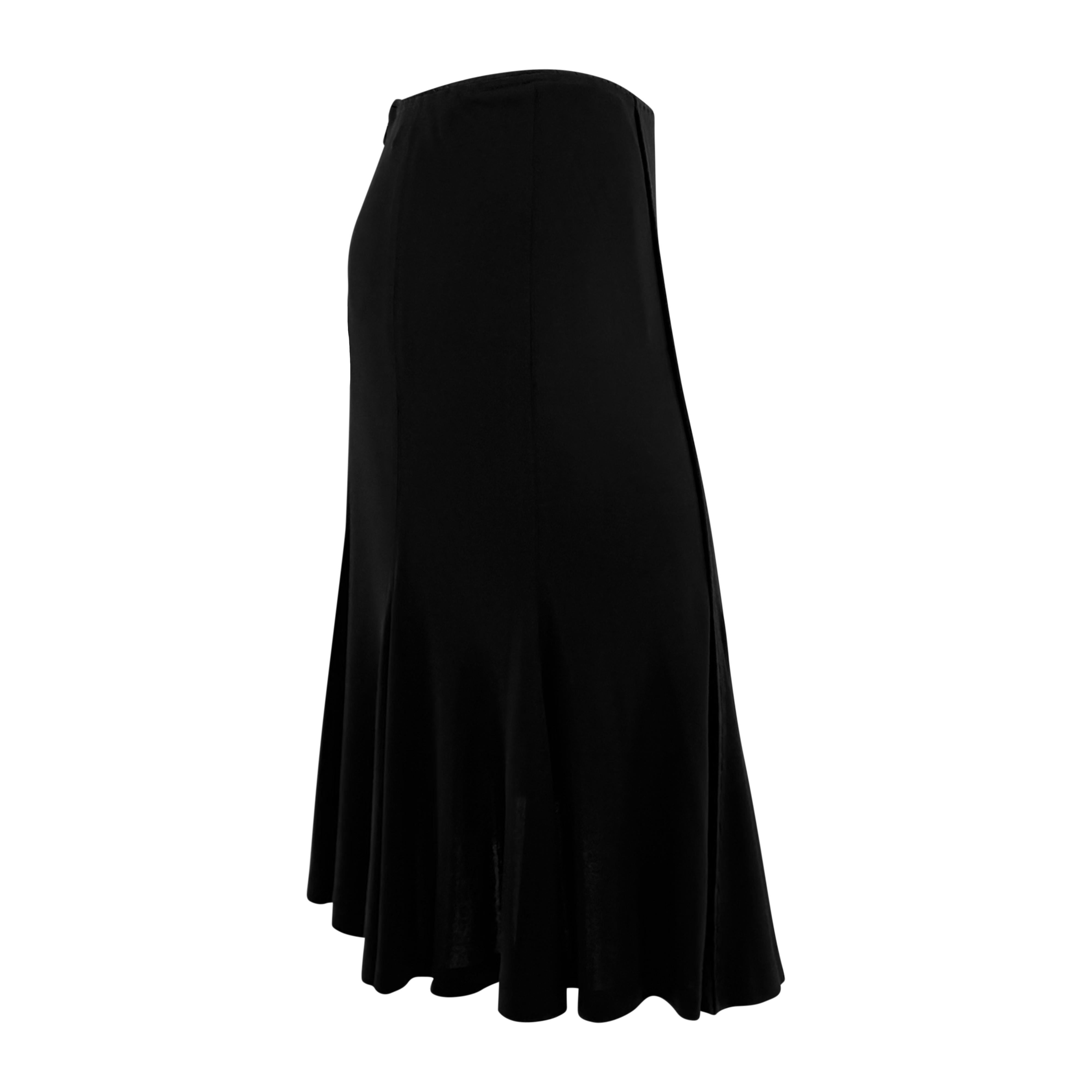 F/W 2002 Yves Saint Laurent by Tom Ford Satin Trim Black Bodycon Flare Skirt Pour femmes en vente