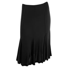 F/W 2002 Yves Saint Laurent by Tom Ford Satin Trim Black Bodycon Flare Skirt