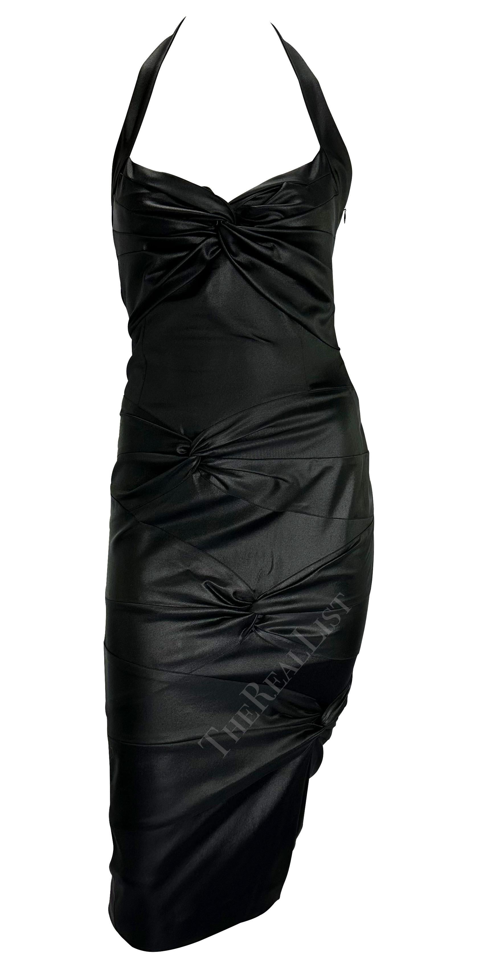 F/W 2003 Christian Dior by John Galliano Black Bodycon Stretch Knot Halter Dress In Excellent Condition For Sale In West Hollywood, CA