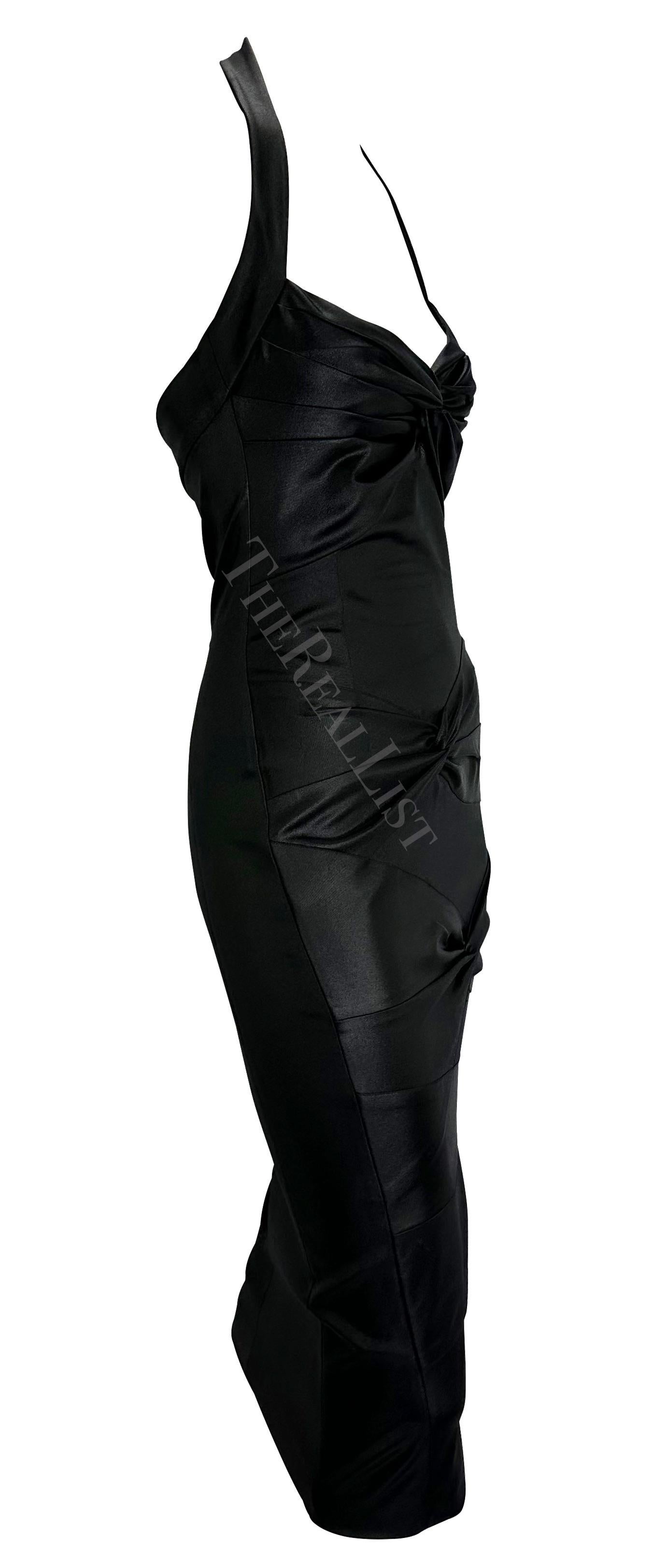 F/W 2003 Christian Dior by John Galliano Black Bodycon Stretch Knot Halter Dress For Sale 2