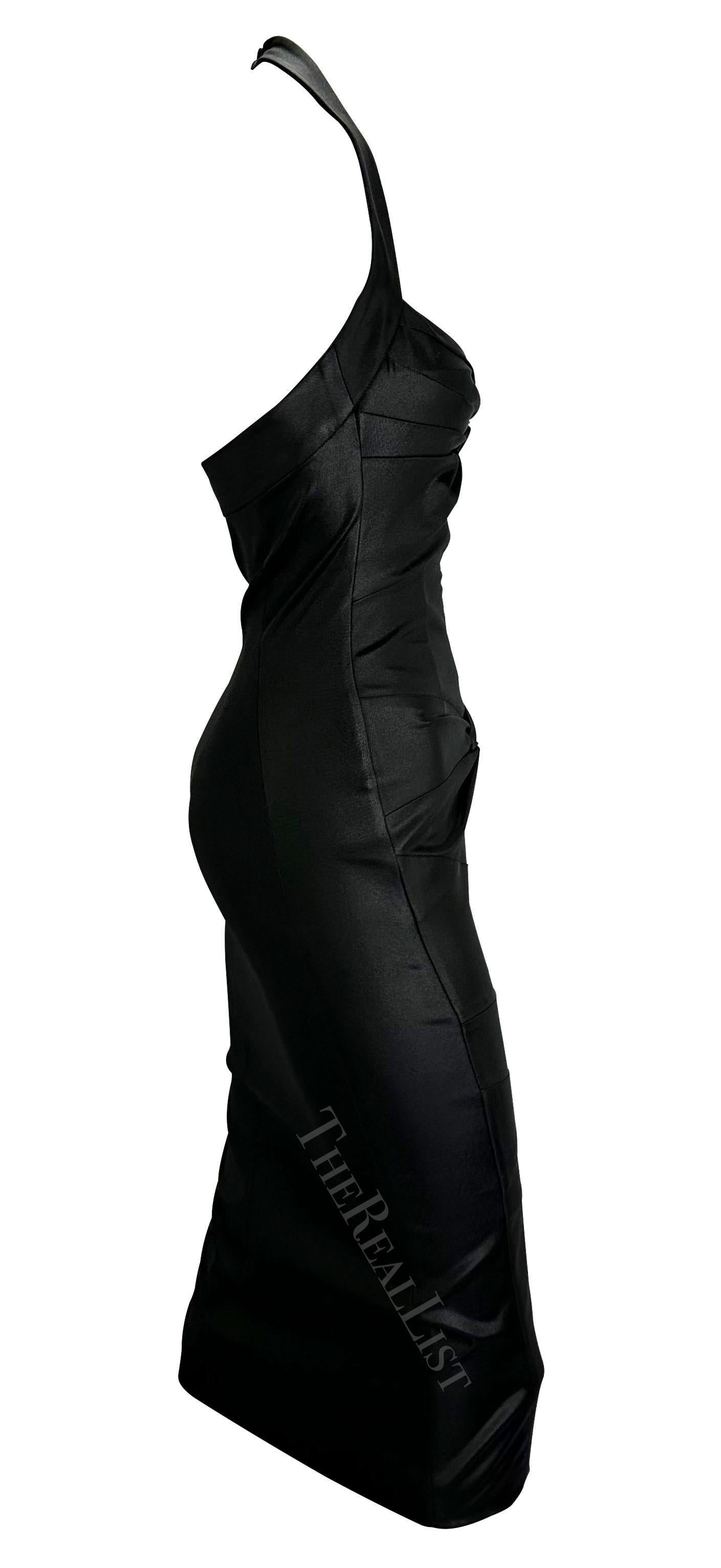 F/W 2003 Christian Dior by John Galliano Black Bodycon Stretch Knot Halter Dress For Sale 3