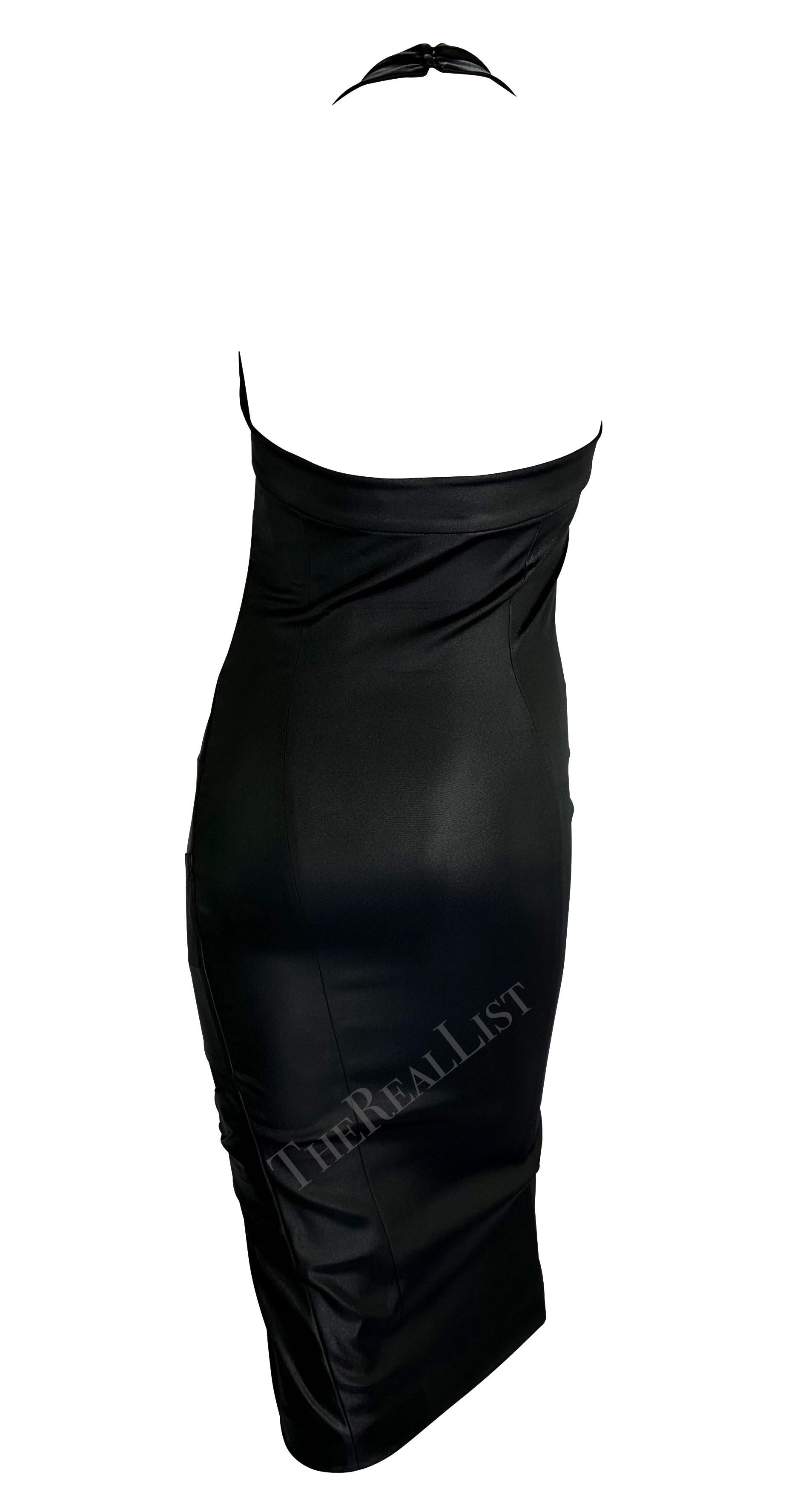 F/W 2003 Christian Dior by John Galliano Black Bodycon Stretch Knot Halter Dress For Sale 6