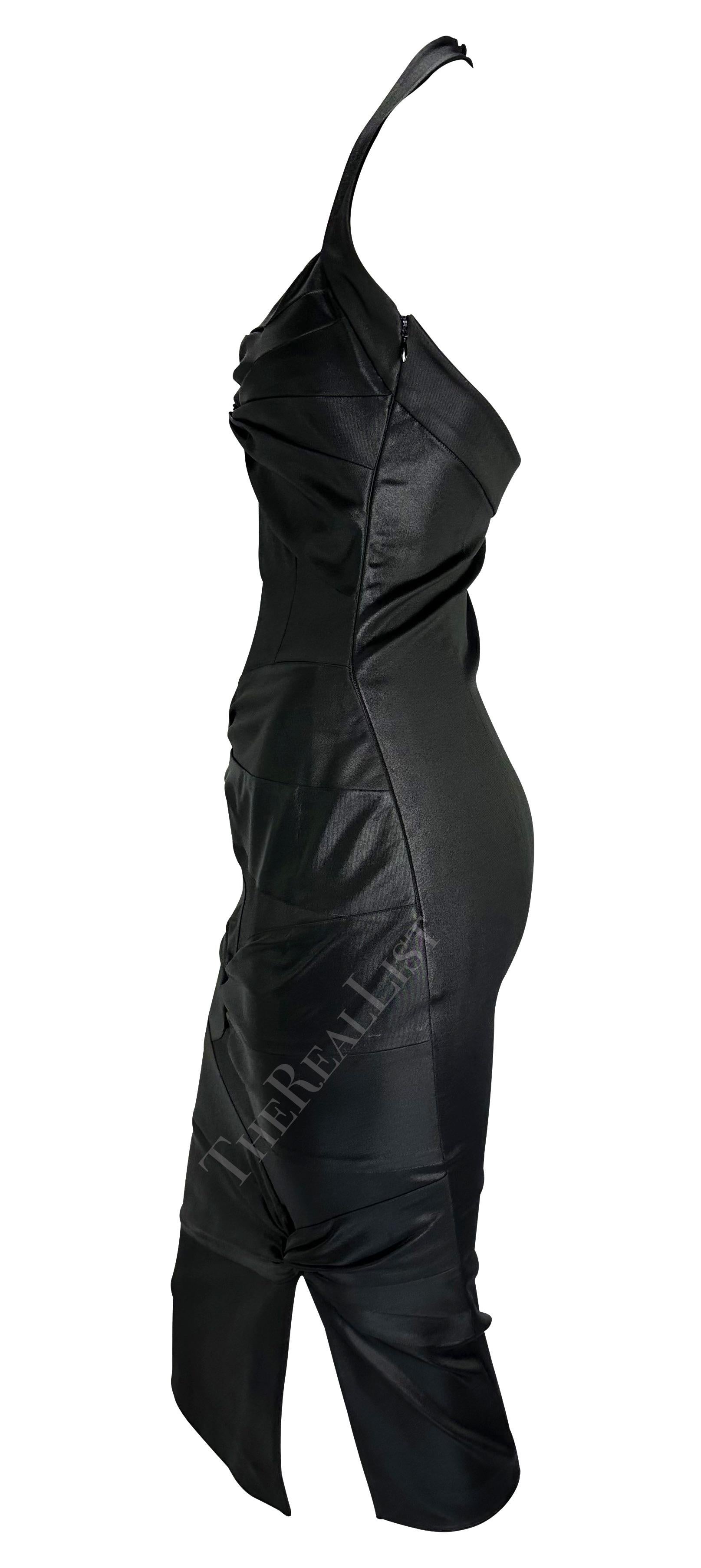 F/W 2003 Christian Dior by John Galliano Black Bodycon Stretch Knot Halter Dress For Sale 7