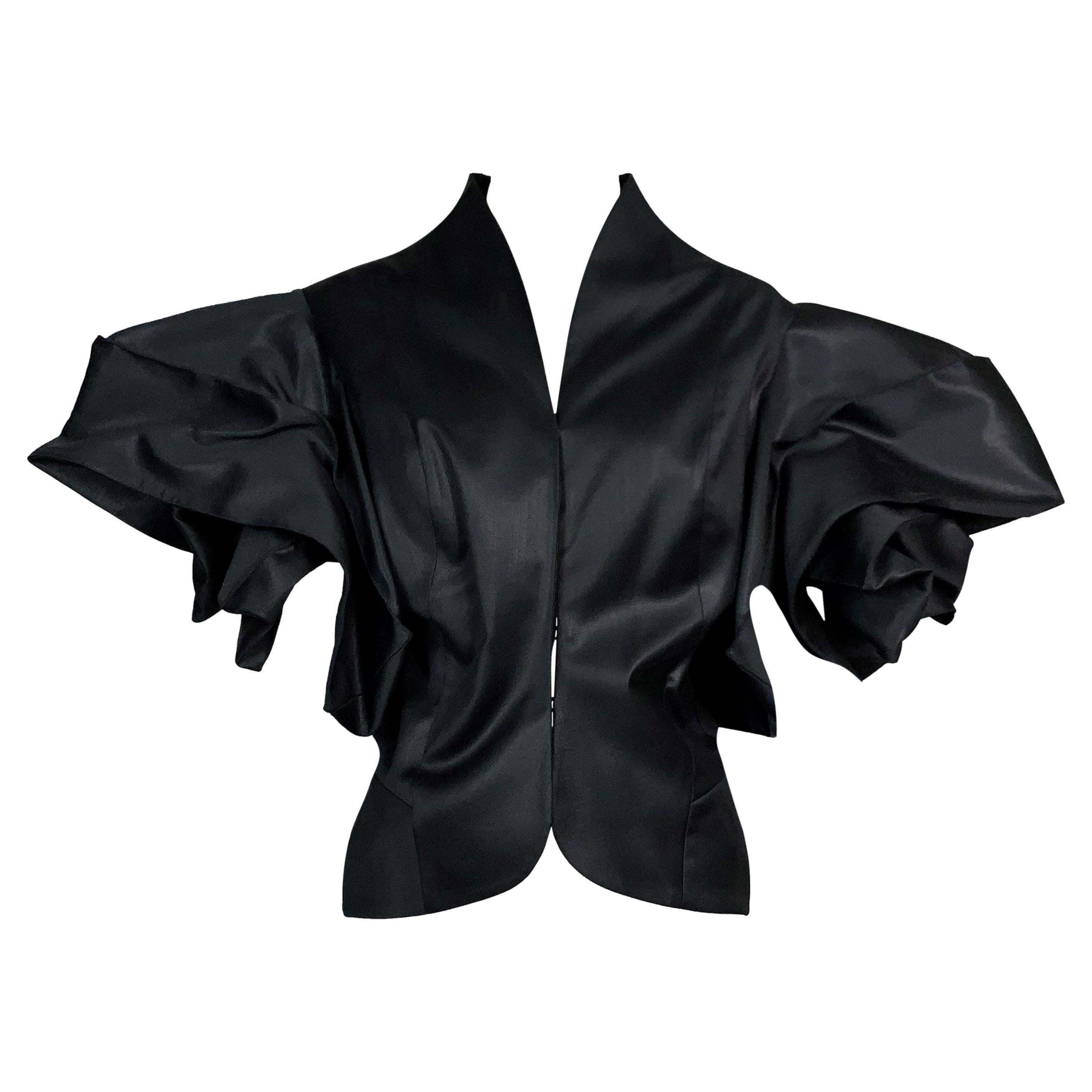 F/W 2003 Christian Dior by John Galliano Glossy Black Kimono Jacket Top