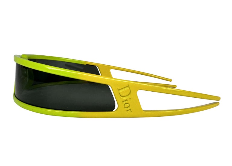 Christian Dior Bandage 1 Vintage Y2K Wrap Sunglasses Green Neon Yellow Tones F/W 2003 Christian Dior by John Galliano Green Yellow Wrap  main image 4