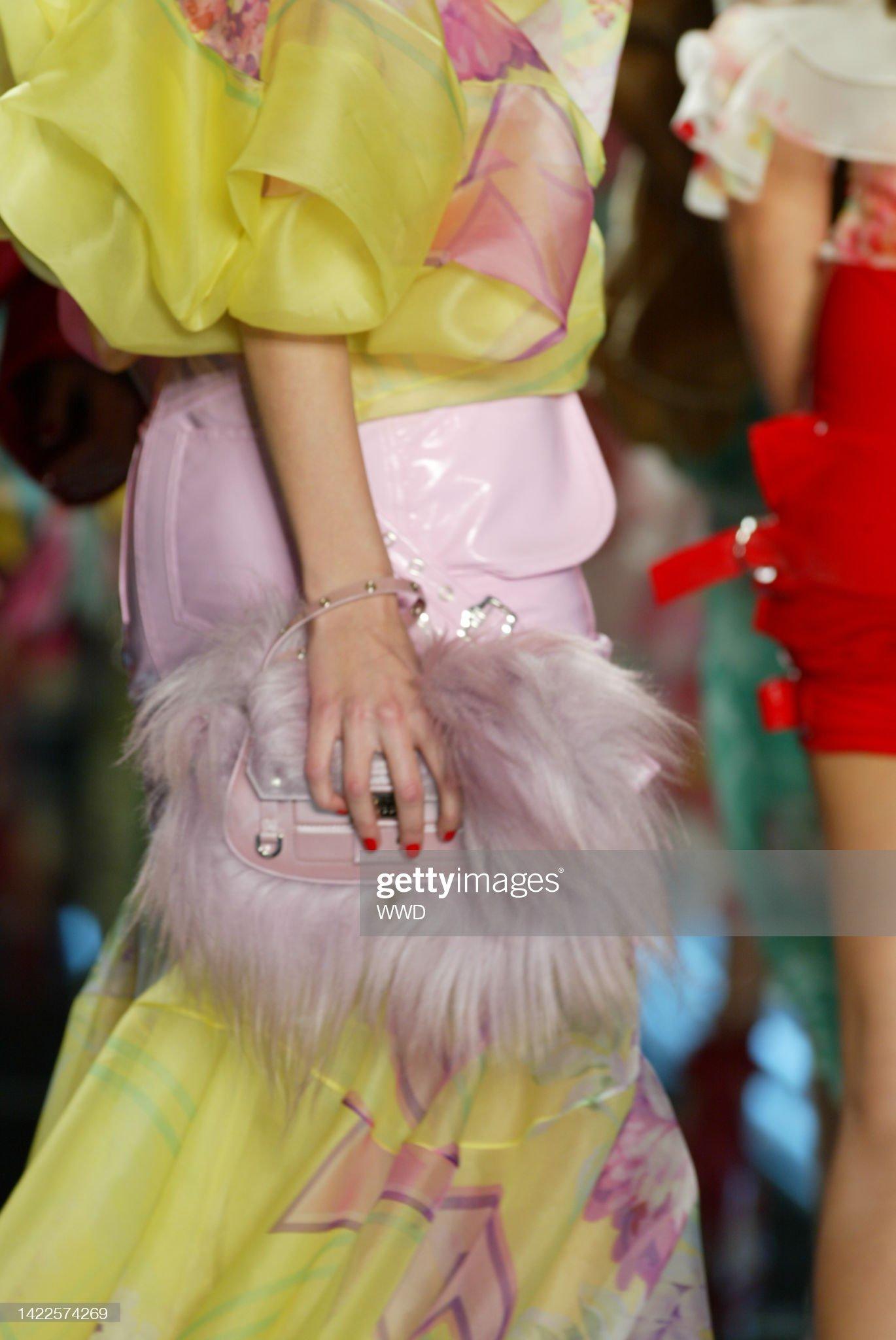 Women's F/W 2003 Christian Dior by John Galliano Light Pink Fur Colombus Clutch Wristlet For Sale
