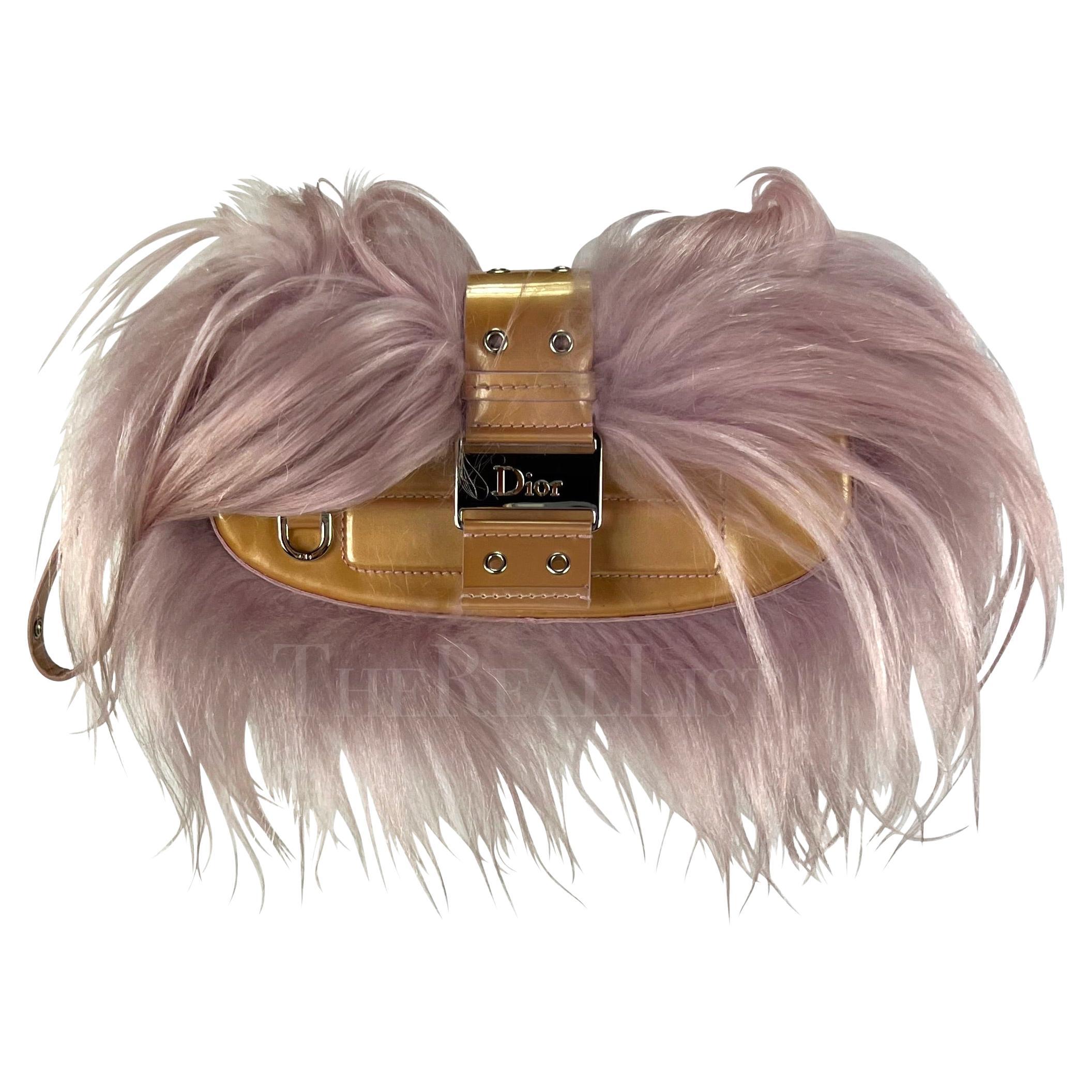 F/W 2003 Christian Dior by John Galliano Light Pink Fur Colombus Clutch Wristlet For Sale