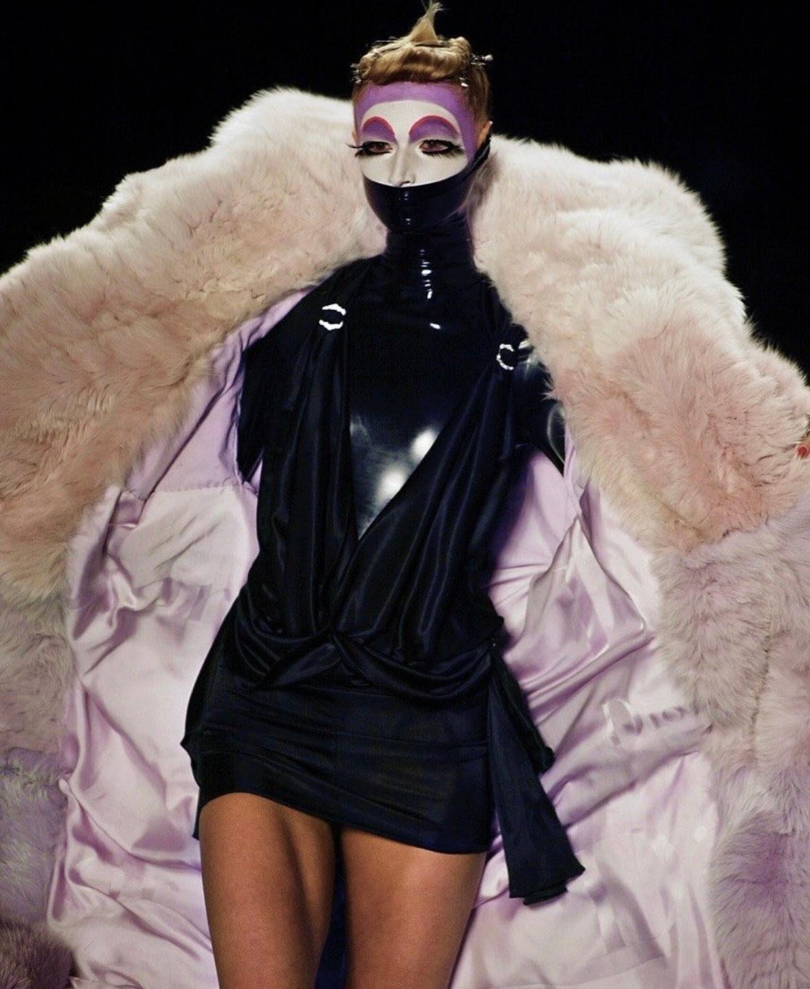 F/W 2003 Christian Dior by John Galliano Rhinestone Buckle Black Tank Skirt Set For Sale 1