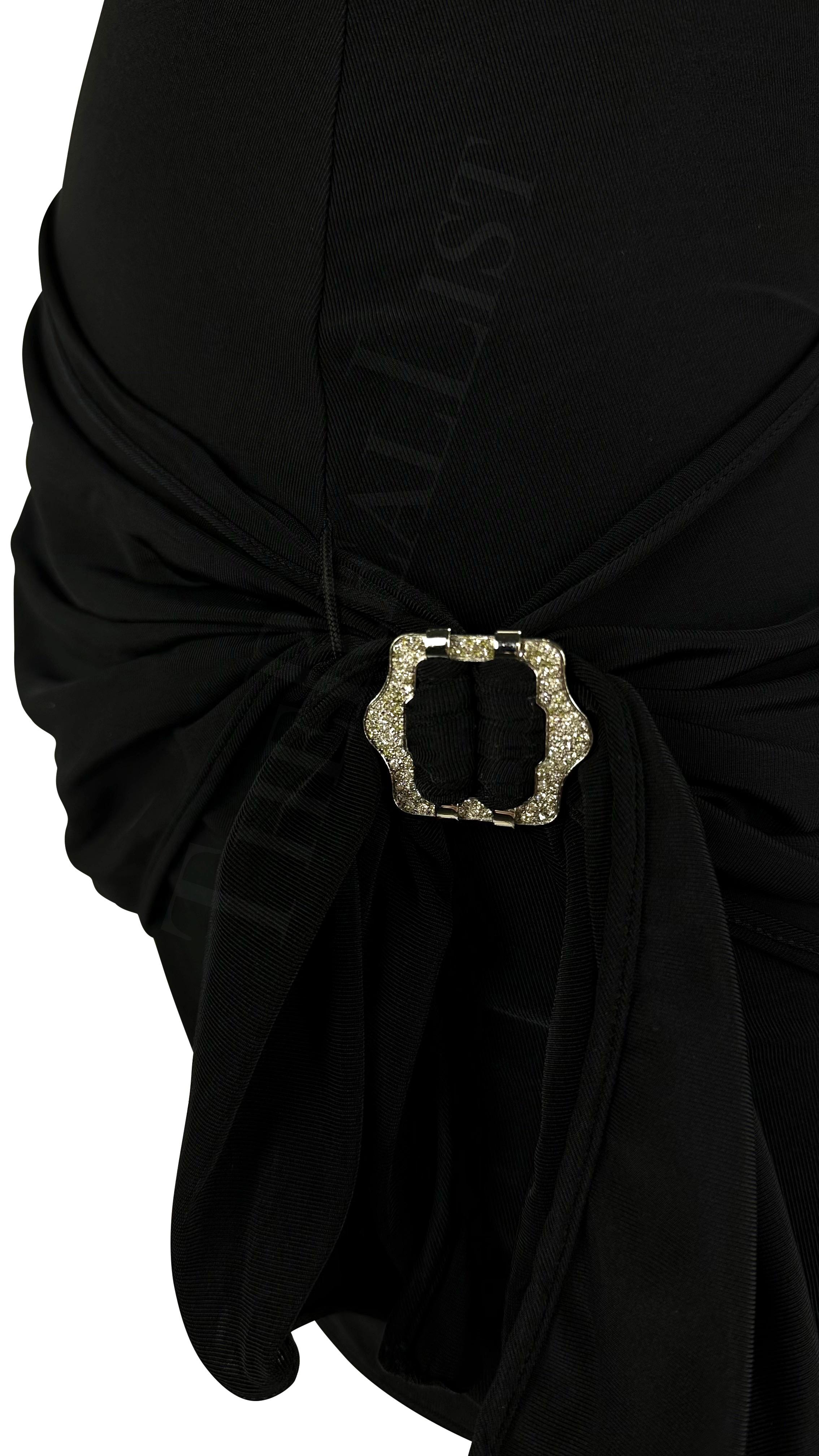 F/W 2003 Christian Dior by John Galliano Rhinestone Buckle Black Tank Skirt Set For Sale 2