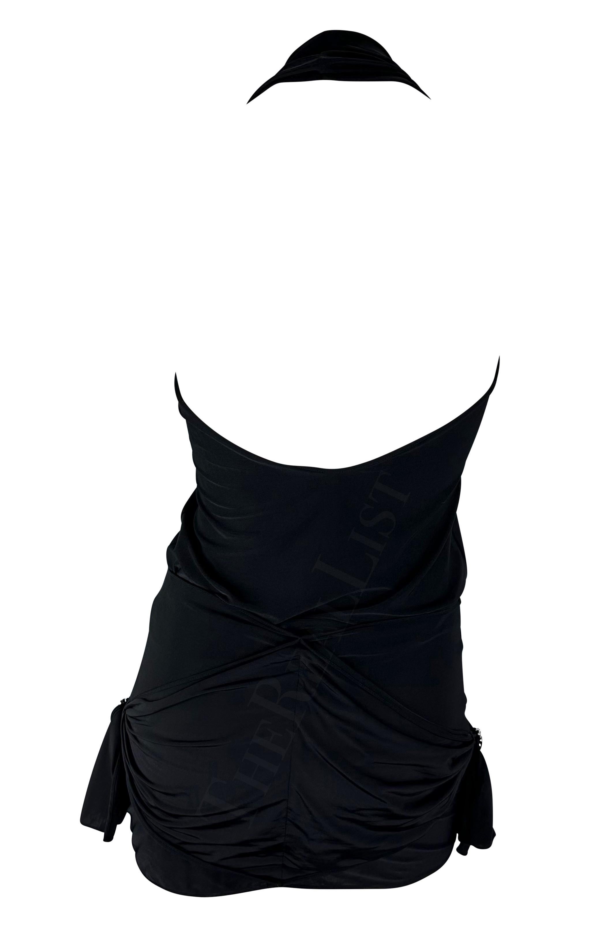 F/W 2003 Christian Dior by John Galliano Rhinestone Buckle Black Tank Skirt Set For Sale 4
