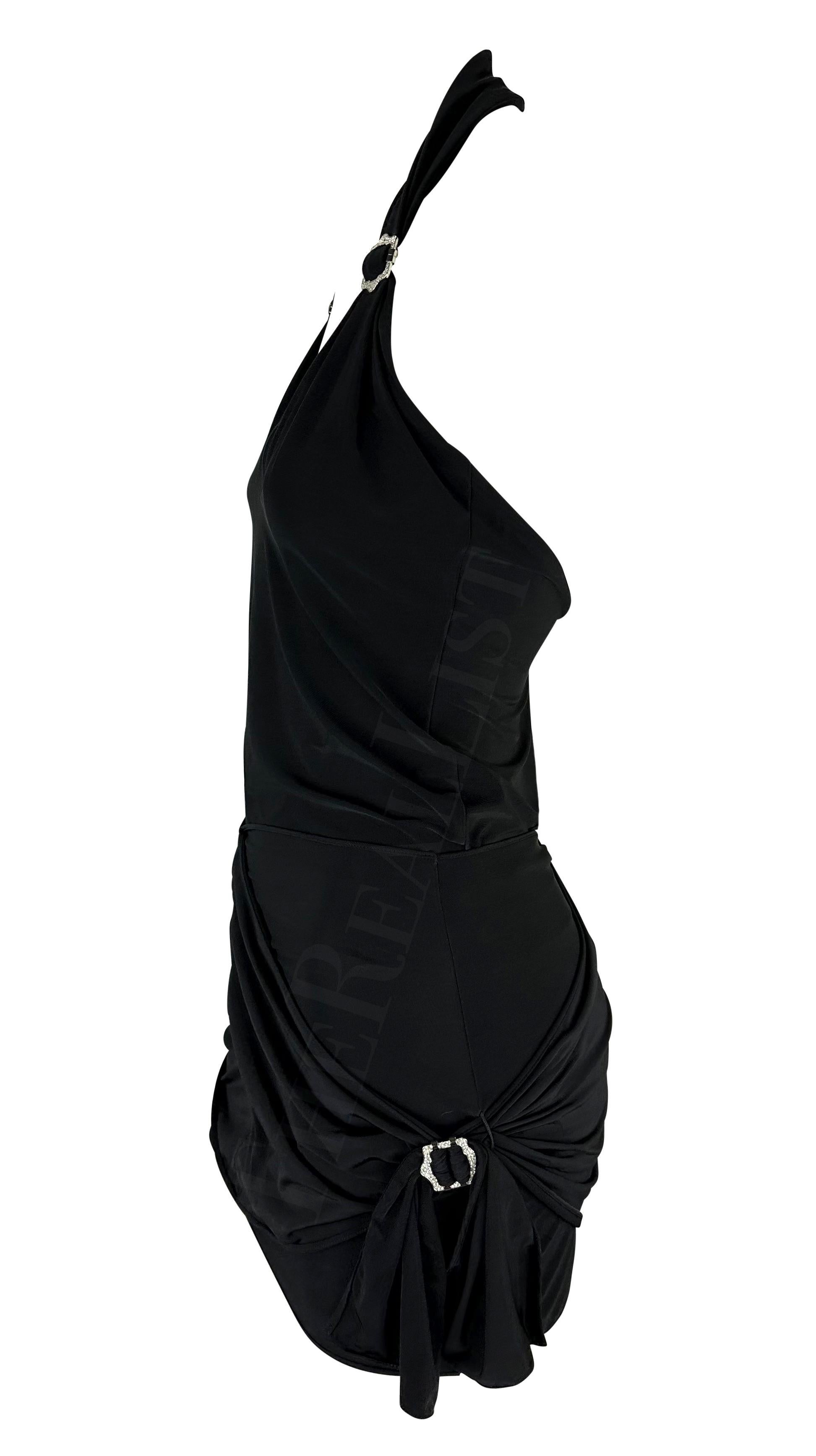 F/W 2003 Christian Dior by John Galliano Rhinestone Buckle Black Tank Skirt Set For Sale 5