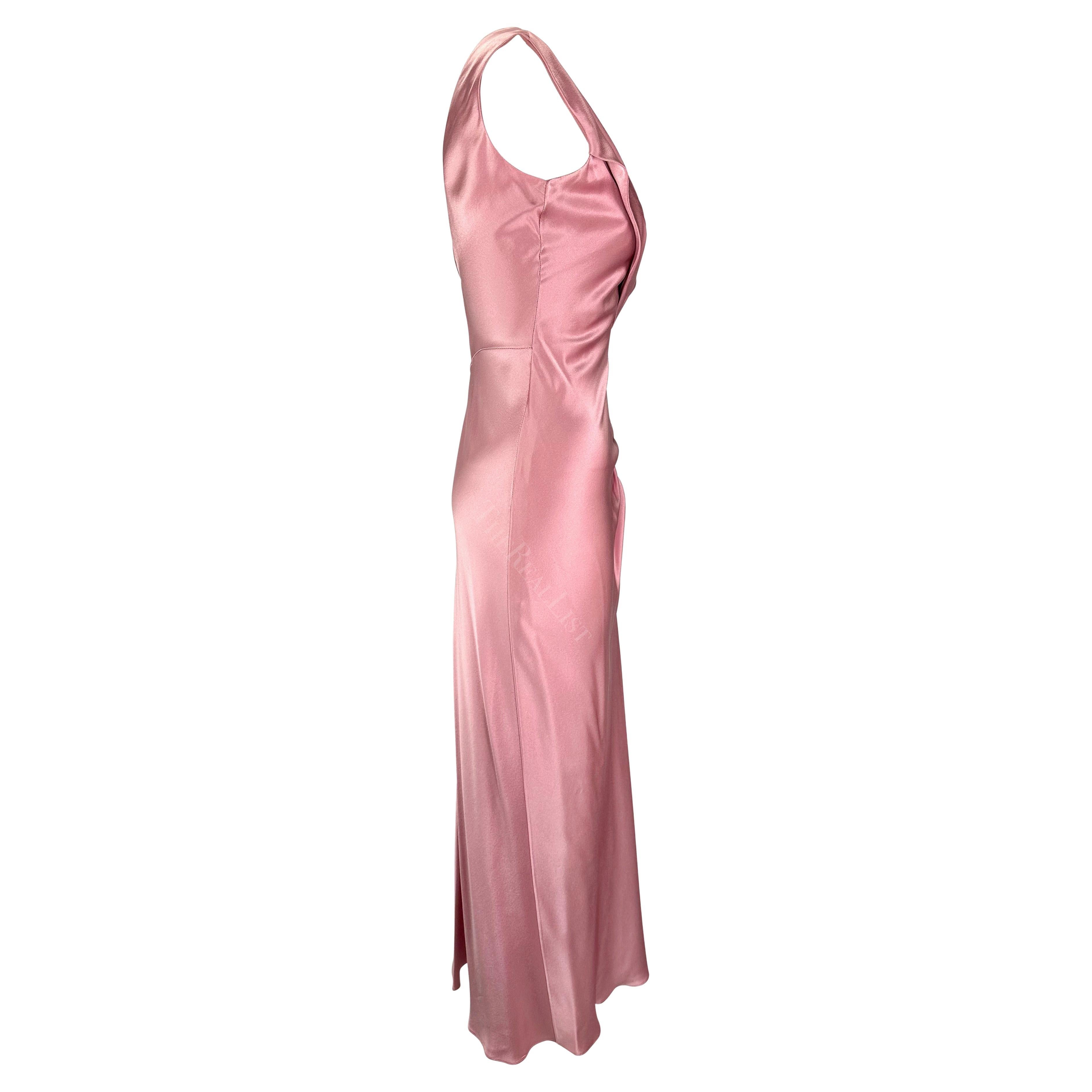 F/W 2003 Christian Dior by John Galliano Rose Pink Silk Satin High Slit Gown For Sale 3
