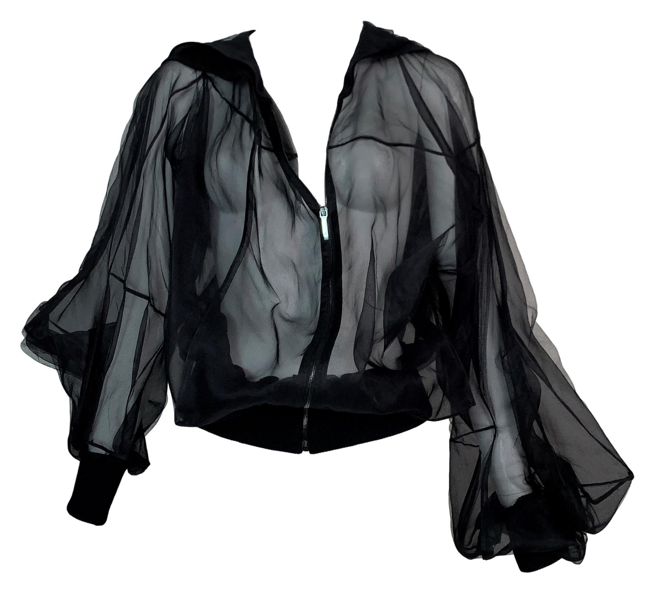 F/W 2003 Christian Dior by John Galliano Sheer Black Silk Mesh Jacket In Good Condition In Yukon, OK