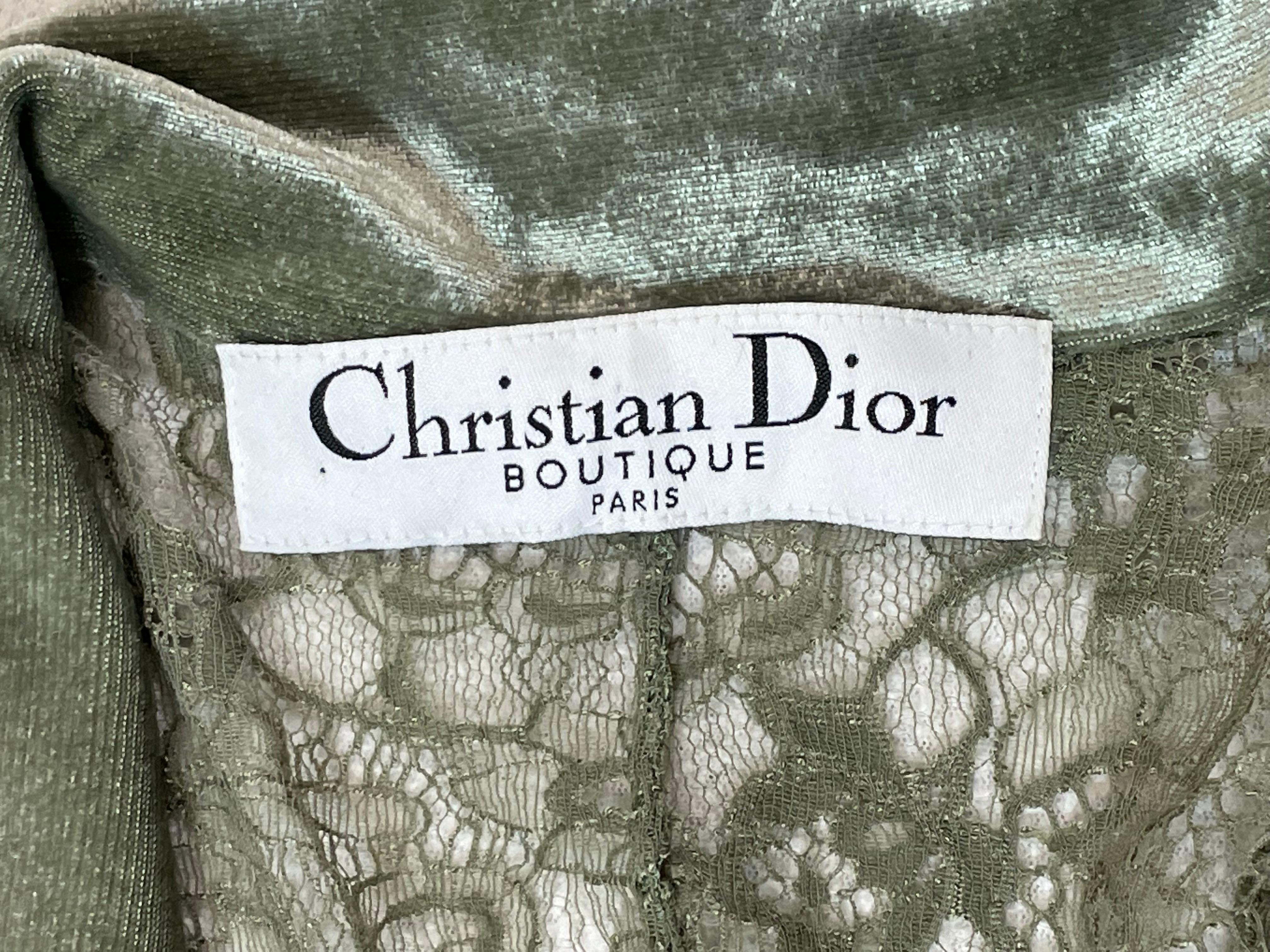 F/W 2003 Christian Dior by John Galliano Sheer Green Lace Jacket Skirt Set 1
