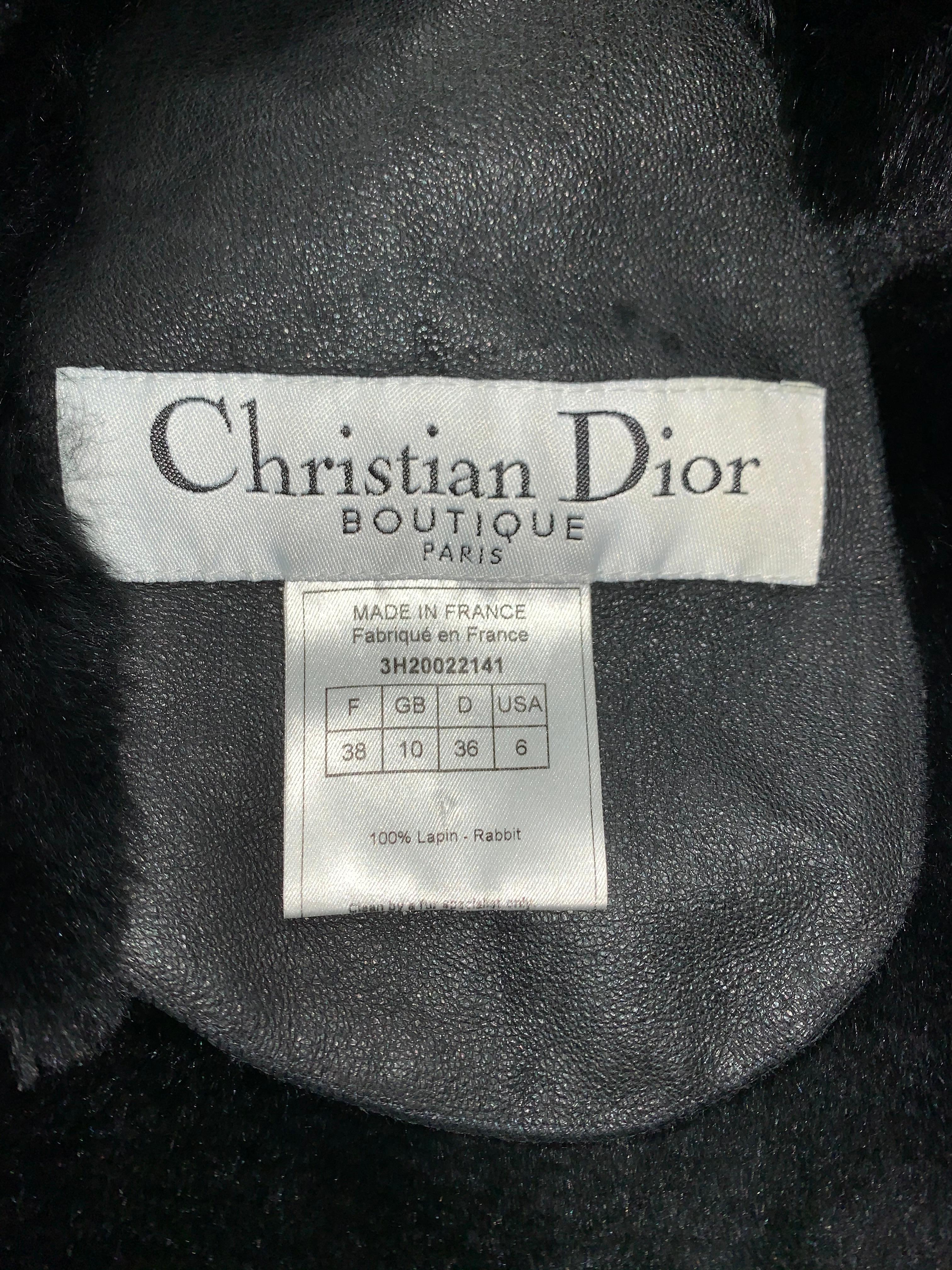 F/W 2003 Christian Dior John Galliano Black Shearling Leather Coat Jacket For Sale 3
