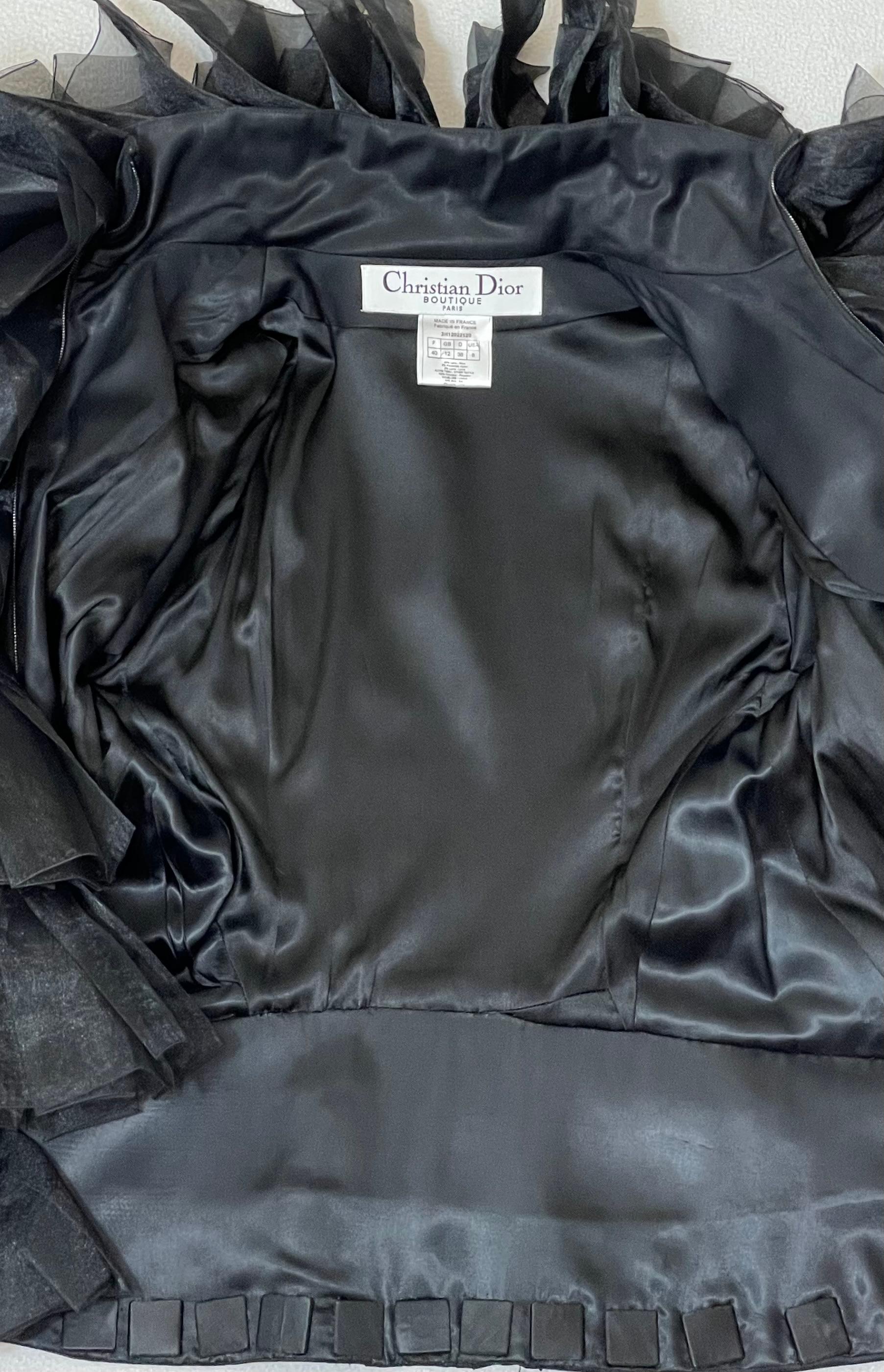 F/W 2003 Christian Dior John Galliano Runway Black Puffy Sleeve Classical Jacket 2