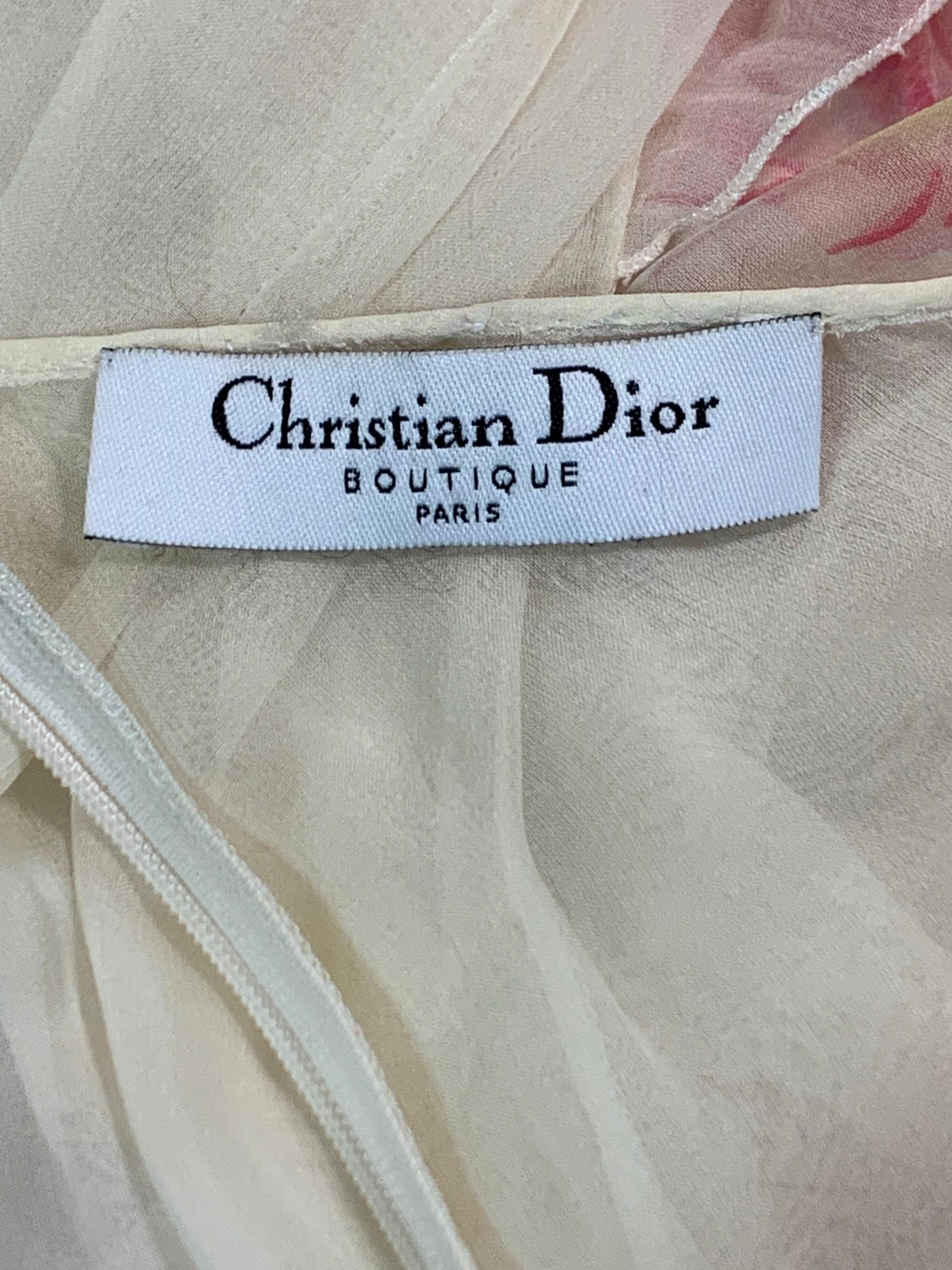 F/W 2003 Christian Dior John Galliano Sheer Ivory Silk Japanese Gown ...