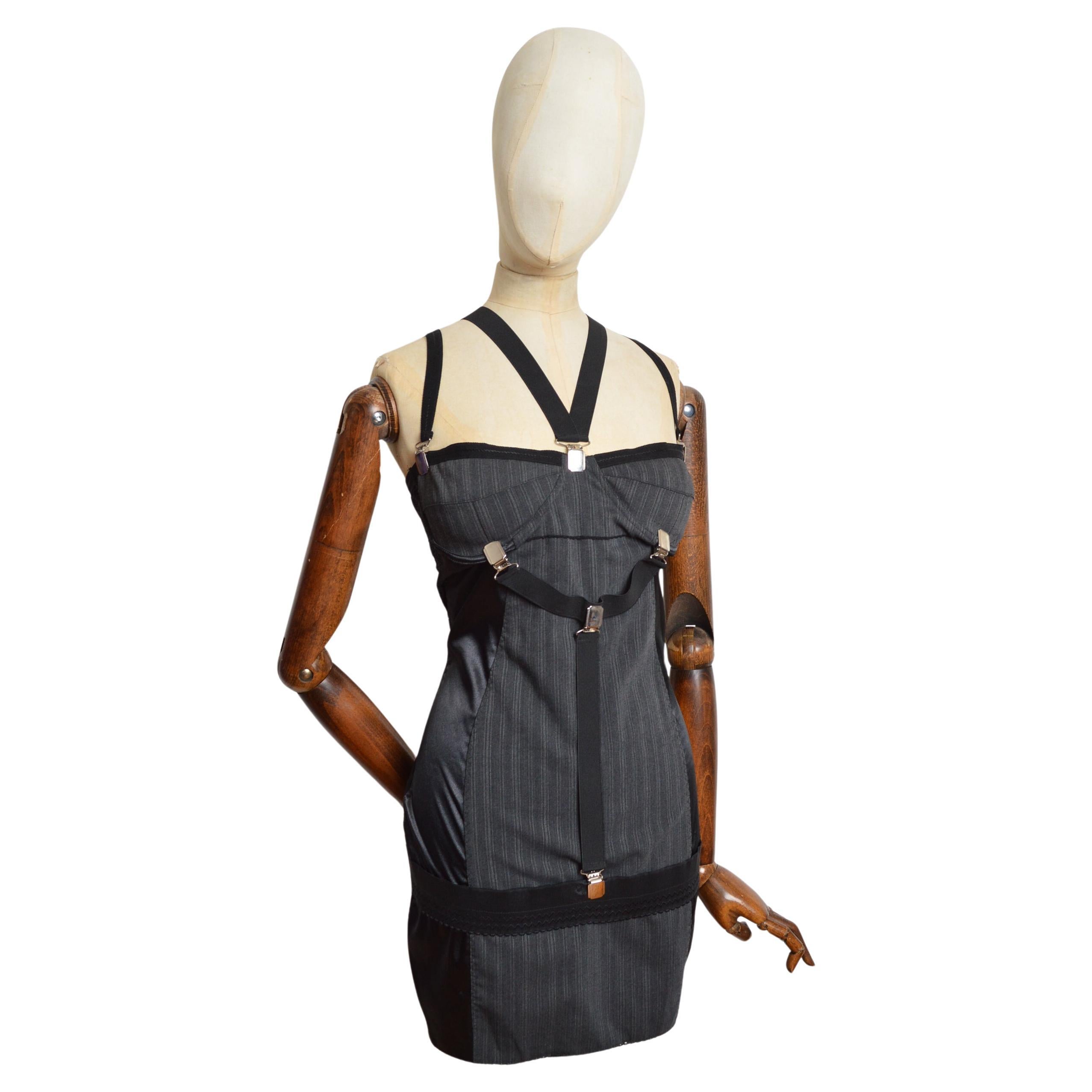 F/W 2003 D&G Bondage Micro Mini Suspender Corset Dress by DOLCE & GABBANA in vendita