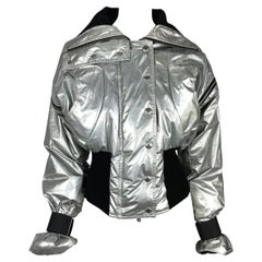 F/W 2003 Dolce and Gabbana Silver Cropped Zip Puffer Jacket