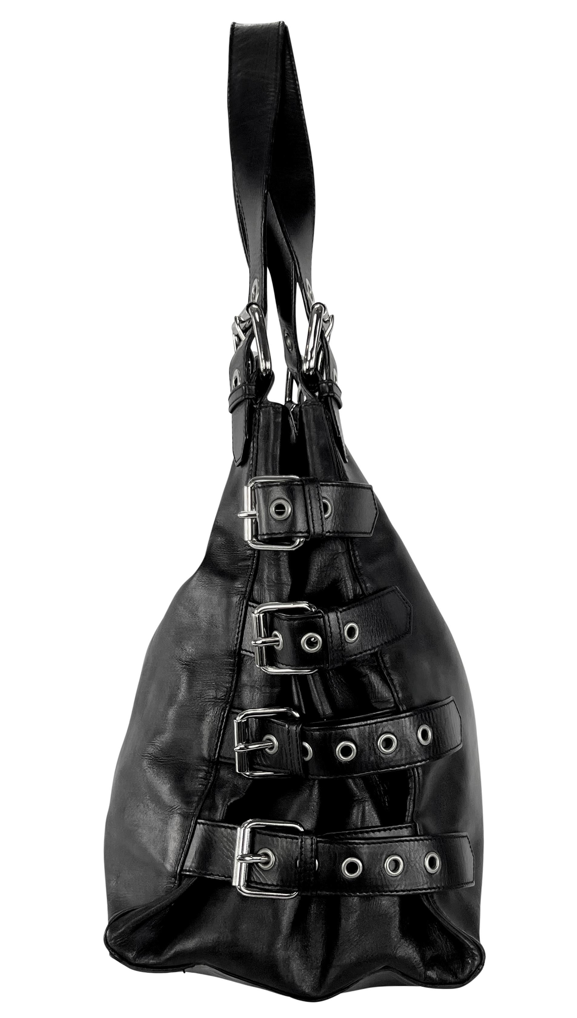 F/W 2003 Dolce & Gabbana Ad Black Leather Buckle Adjustable Large Shoulder Bag 1
