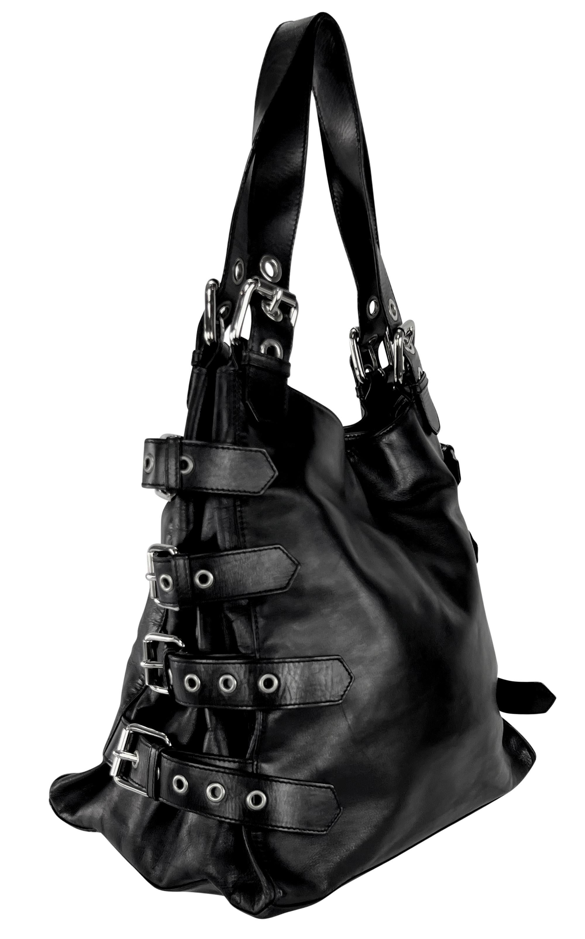 F/W 2003 Dolce & Gabbana Ad Black Leather Buckle Adjustable Large Shoulder Bag 2