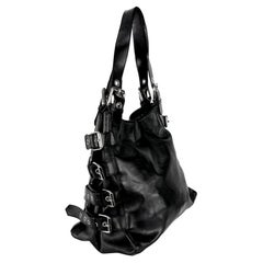 F/W 2003 Dolce & Gabbana Ad Black Leather Buckle Adjustable Large Shoulder Bag