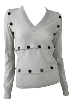 F/W 2003 Dolce & Gabbana Adjustable Button Grey Cropped Sweater Mini Skirt Set