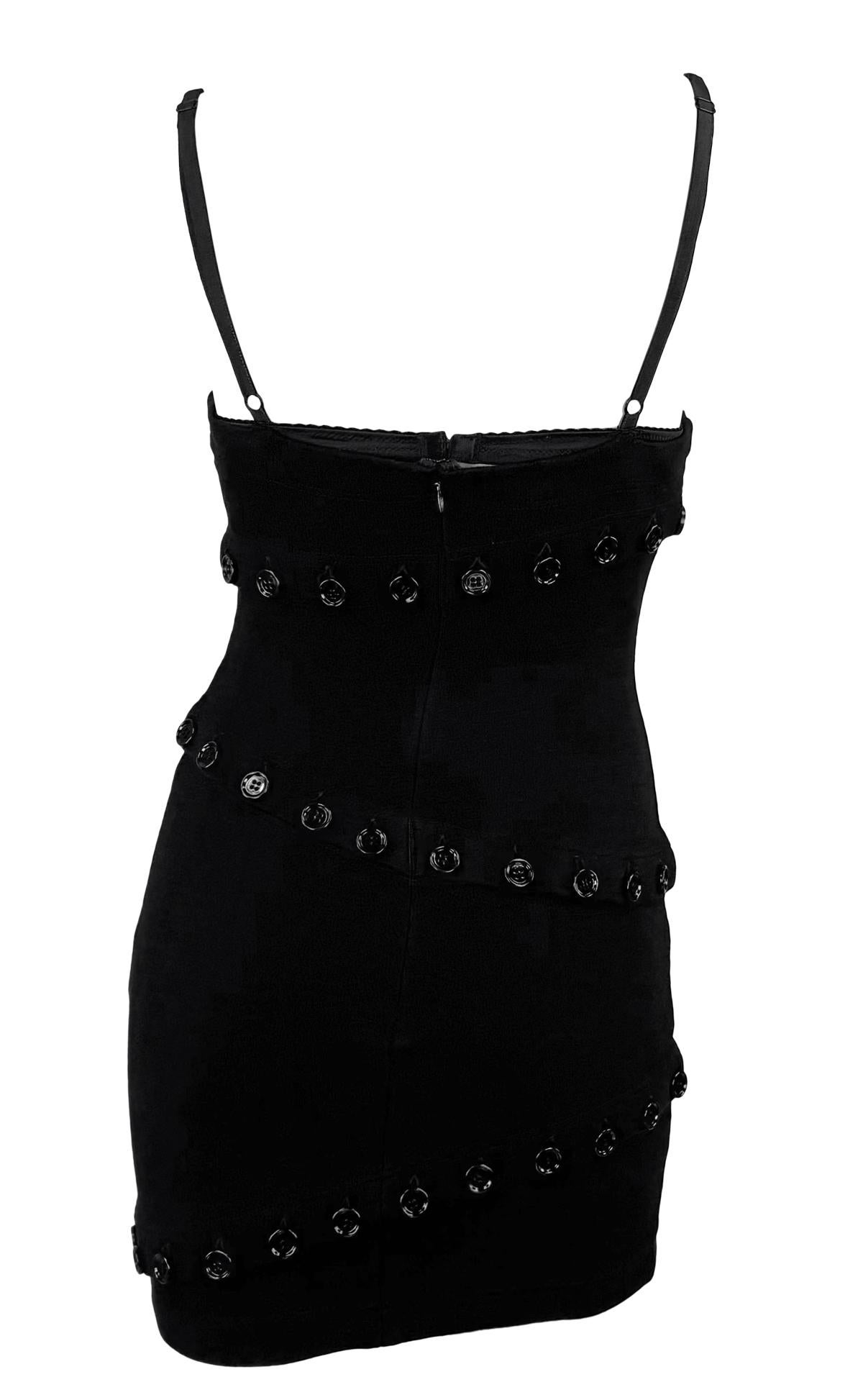 Dolce & Gabbana, mini-robe noire réglable à boutons, automne-hiver 2003 Pour femmes en vente