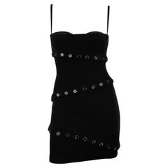 Dolce & Gabbana, mini-robe noire réglable à boutons, automne-hiver 2003