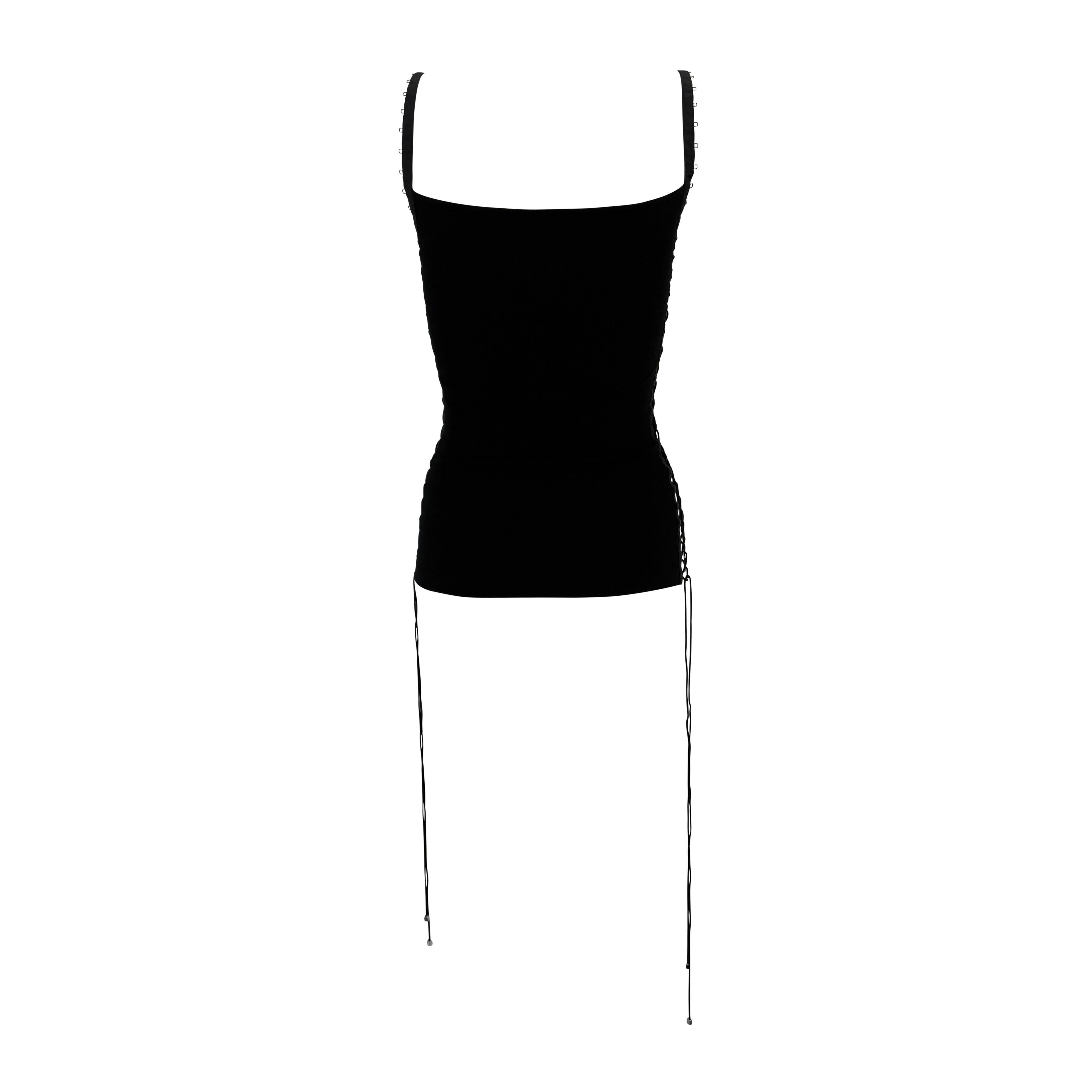 F/W 2003 Dolce & Gabbana Black Stretch Corset Lace-Up Tank Top In Excellent Condition For Sale In West Hollywood, CA
