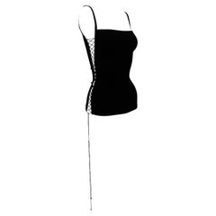 F/W 2003 Dolce & Gabbana Black Stretch Corset Lace-Up Tank Top