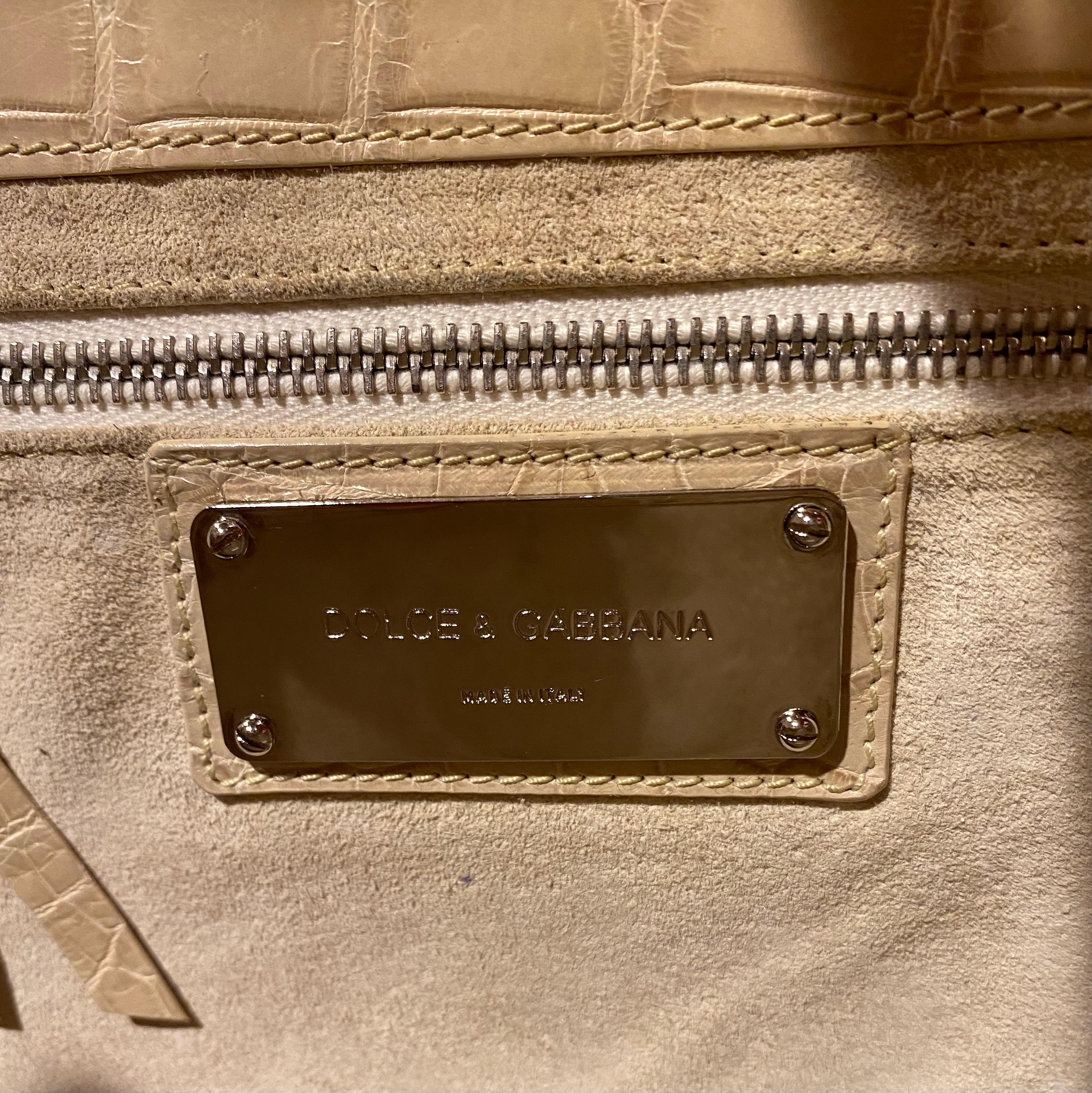 F/W 2003 Dolce & Gabbana Crocodile Techno Romantic Large Beige Shoulder Bag For Sale 6
