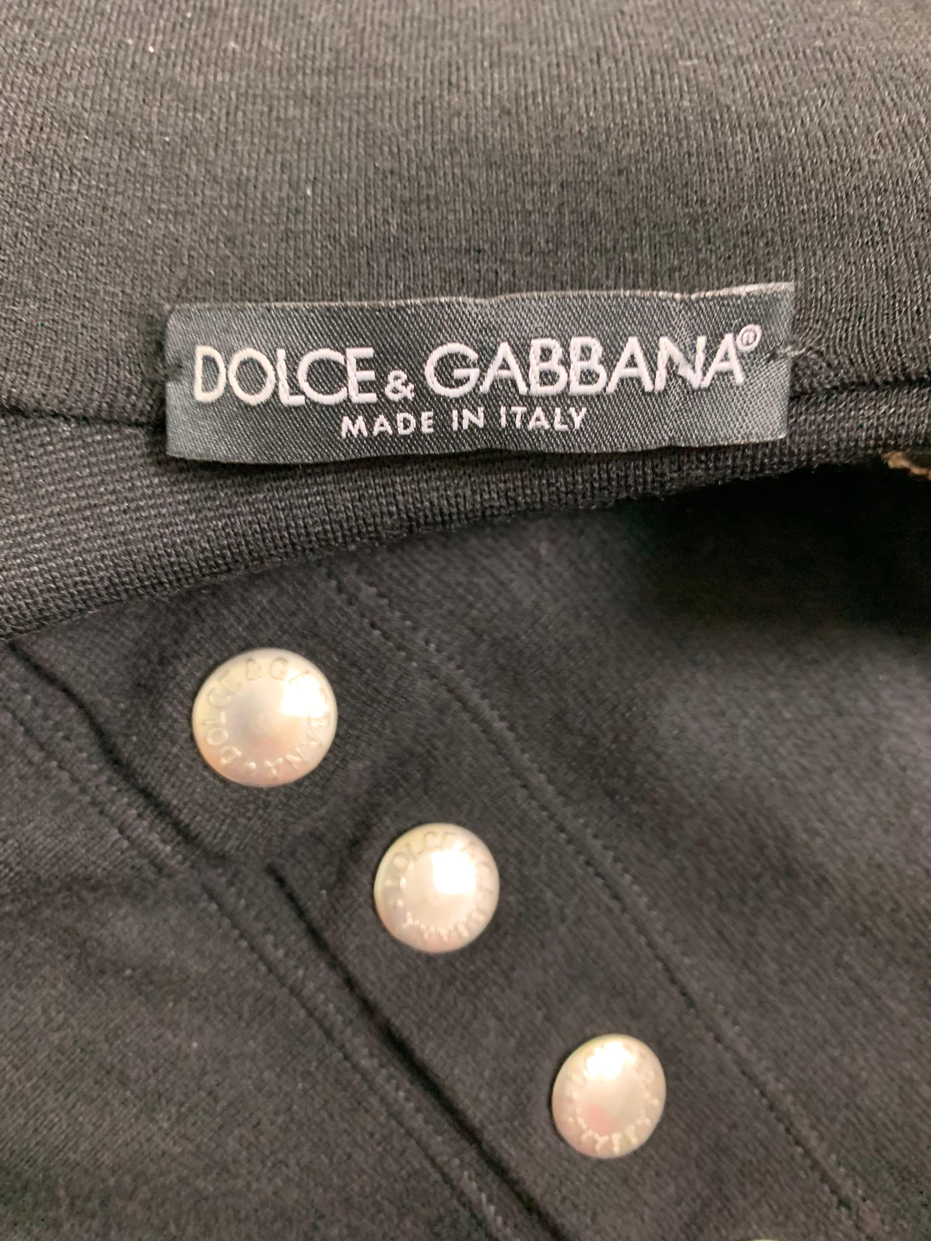 Women's F/W 2003 Dolce & Gabbana Runway Black Snap-Up L/S Wiggle Dress