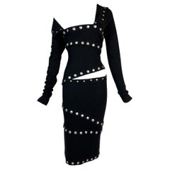 F/W 2003 Dolce & Gabbana Runway Black Snap-Up L/S Wiggle Dress