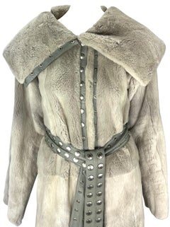 F/W 2003 Dolce & Gabbana Snap Adjustable Grey Orylag Fur Leather Coat