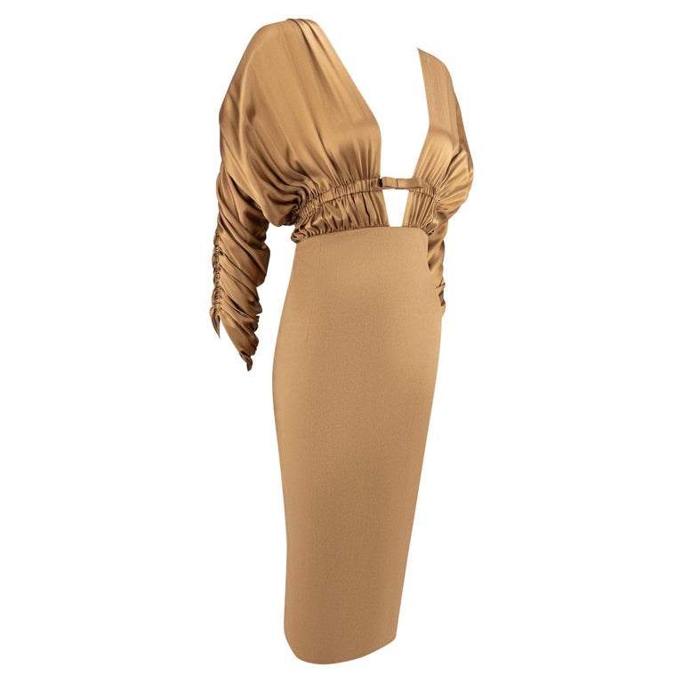 F/W 2003 Gianfranco Ferré Beyoncé Runway Plunging Long Sleeve Cocktail Dress at 1stDibs