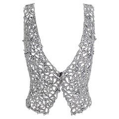 F/W 2003 Giorgio Armani Crystal Rhinestone Beaded Silk Filigree Sleeveless Vest