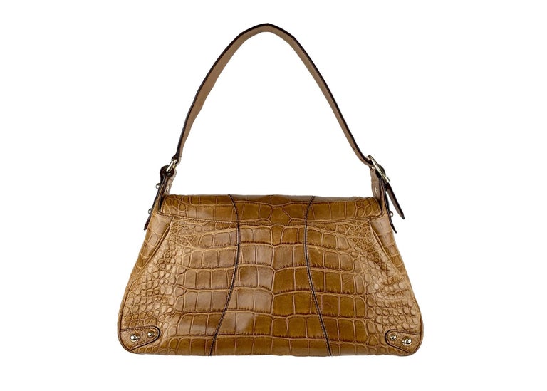 F W 2003 Gucci by Tom Ford Alligator Horse Bit Shoulder Bag Saddle