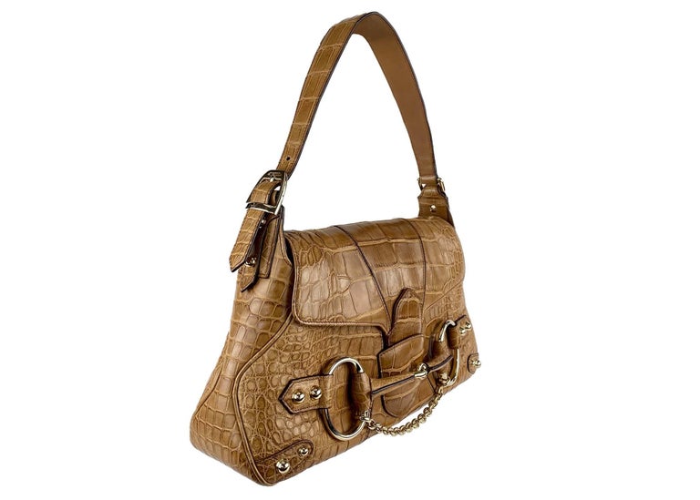 Sac à bandoulière en forme de mors de cheval en alligator Gucci by