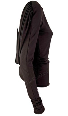 F/W 2003 Gucci by Tom Ford Backless Cowl Stretch Knit Brown Top