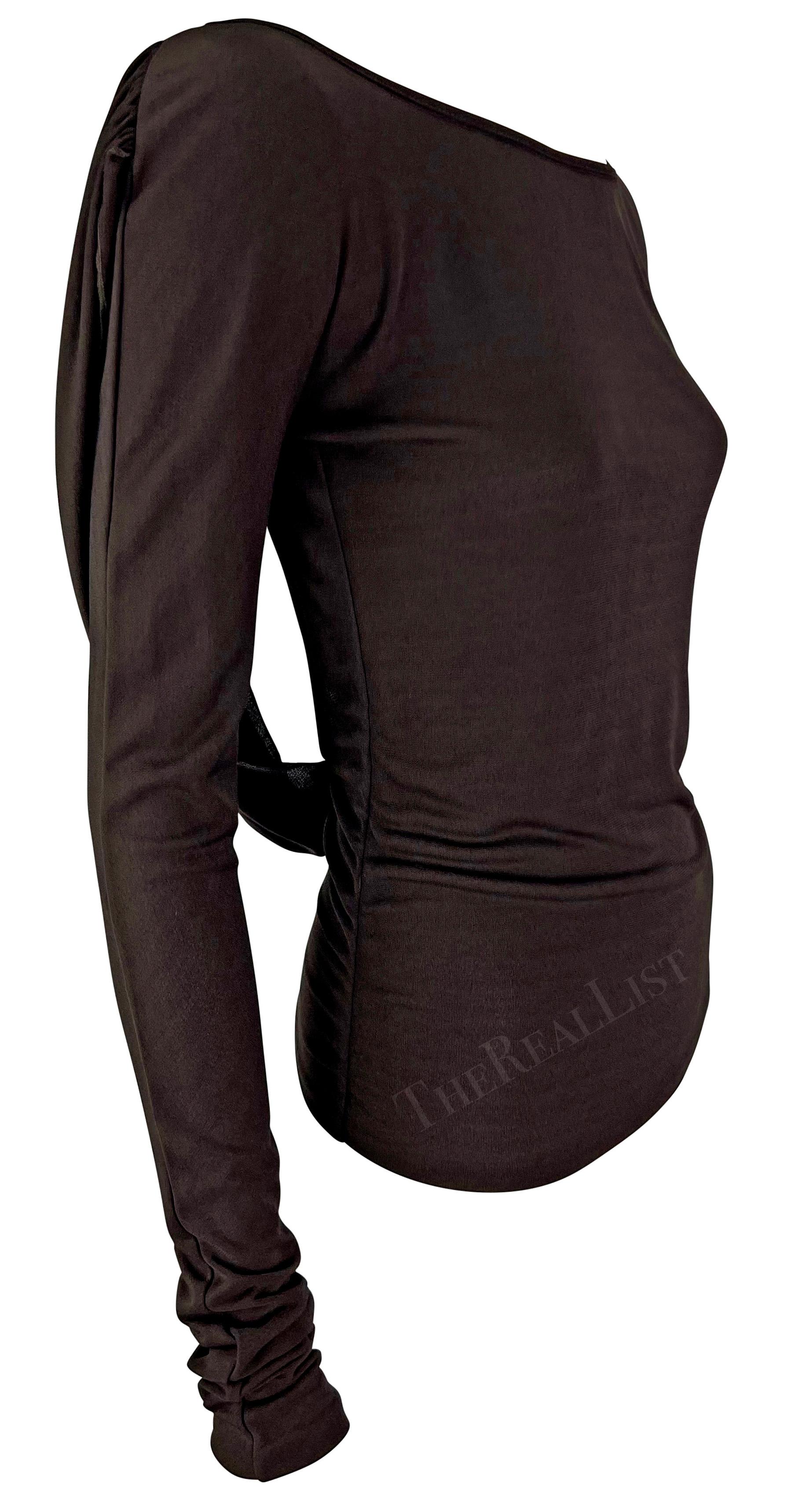 Black F/W 2003 Gucci by Tom Ford Backless Cowl Stretch Knit Brown Top