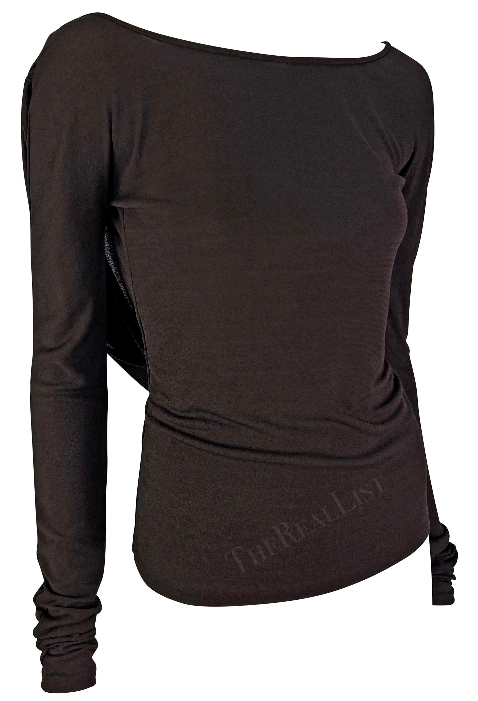F/W 2003 Gucci by Tom Ford Backless Cowl Stretch Knit Brown Top In Excellent Condition In West Hollywood, CA