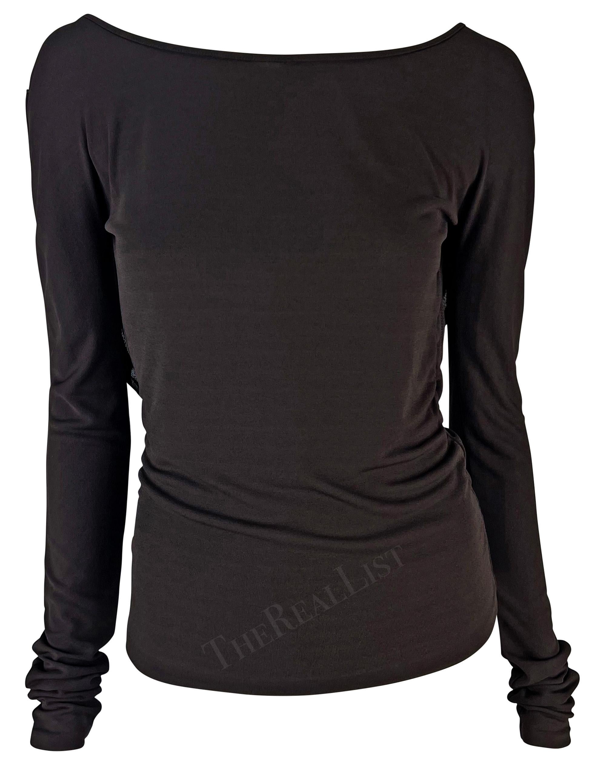 Women's F/W 2003 Gucci by Tom Ford Backless Cowl Stretch Knit Brown Top