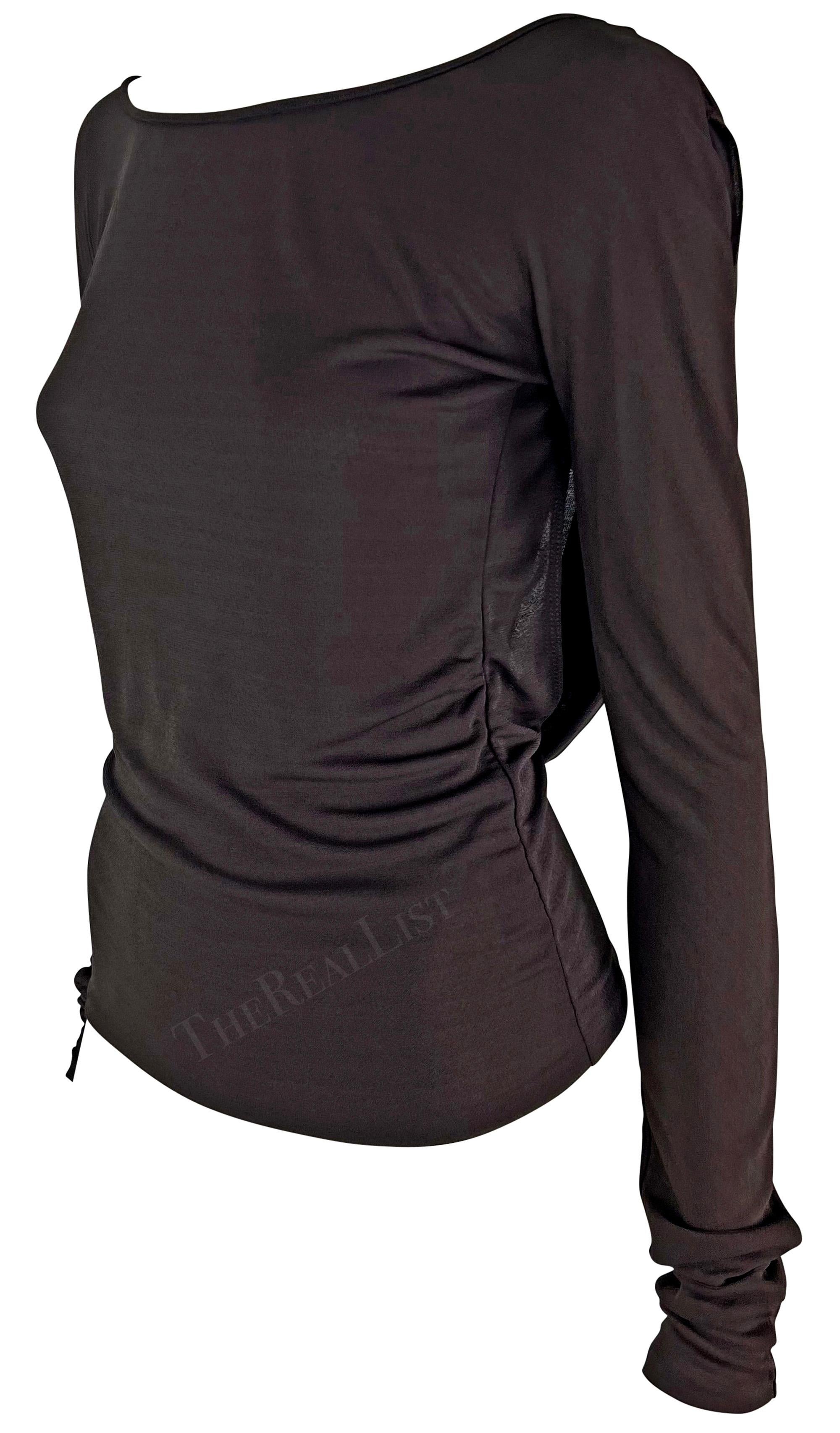 F/W 2003 Gucci by Tom Ford Backless Cowl Stretch Knit Brown Top 1